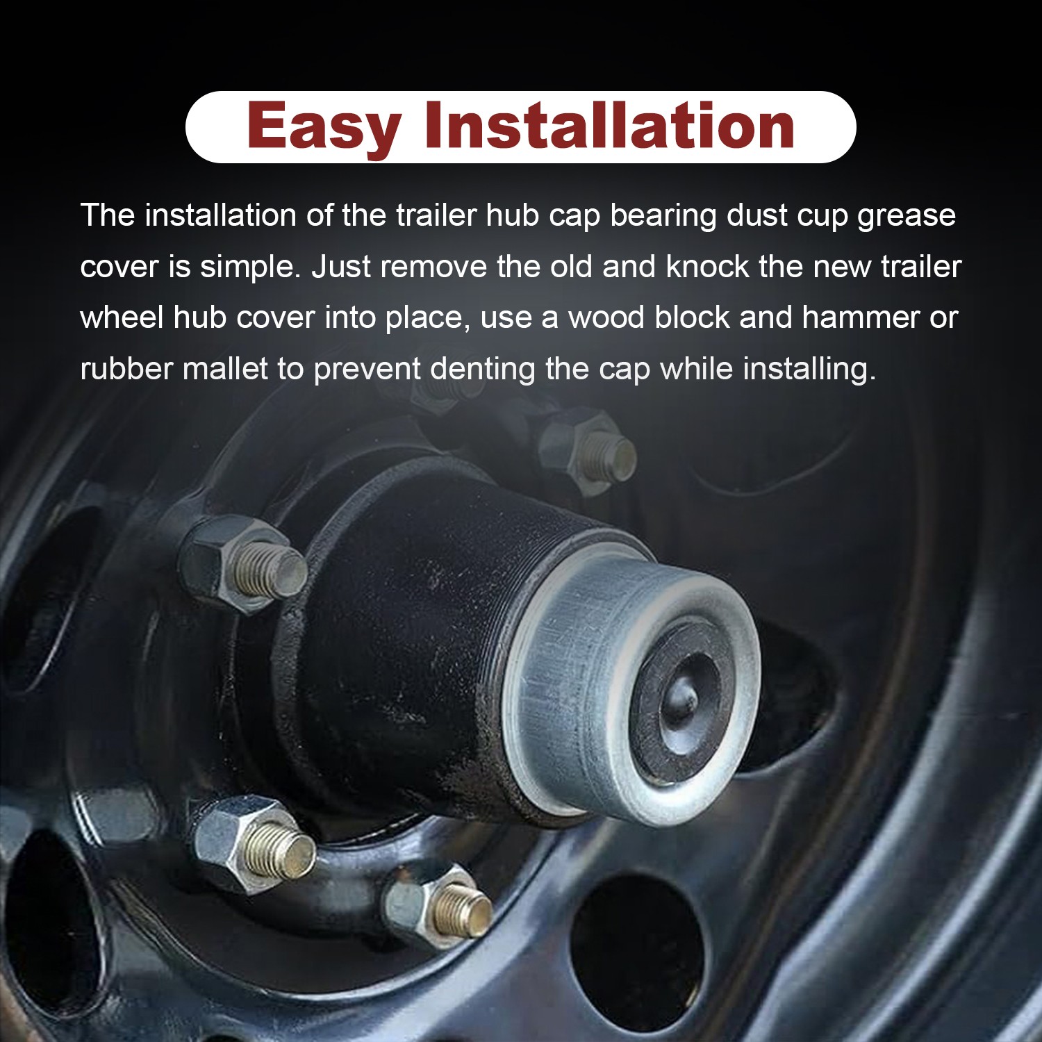 4 Pcs 2.44’’ Trailer Wheel Bearing Dust Caps&4 Rubber Plugs for Dexter EZ Lube