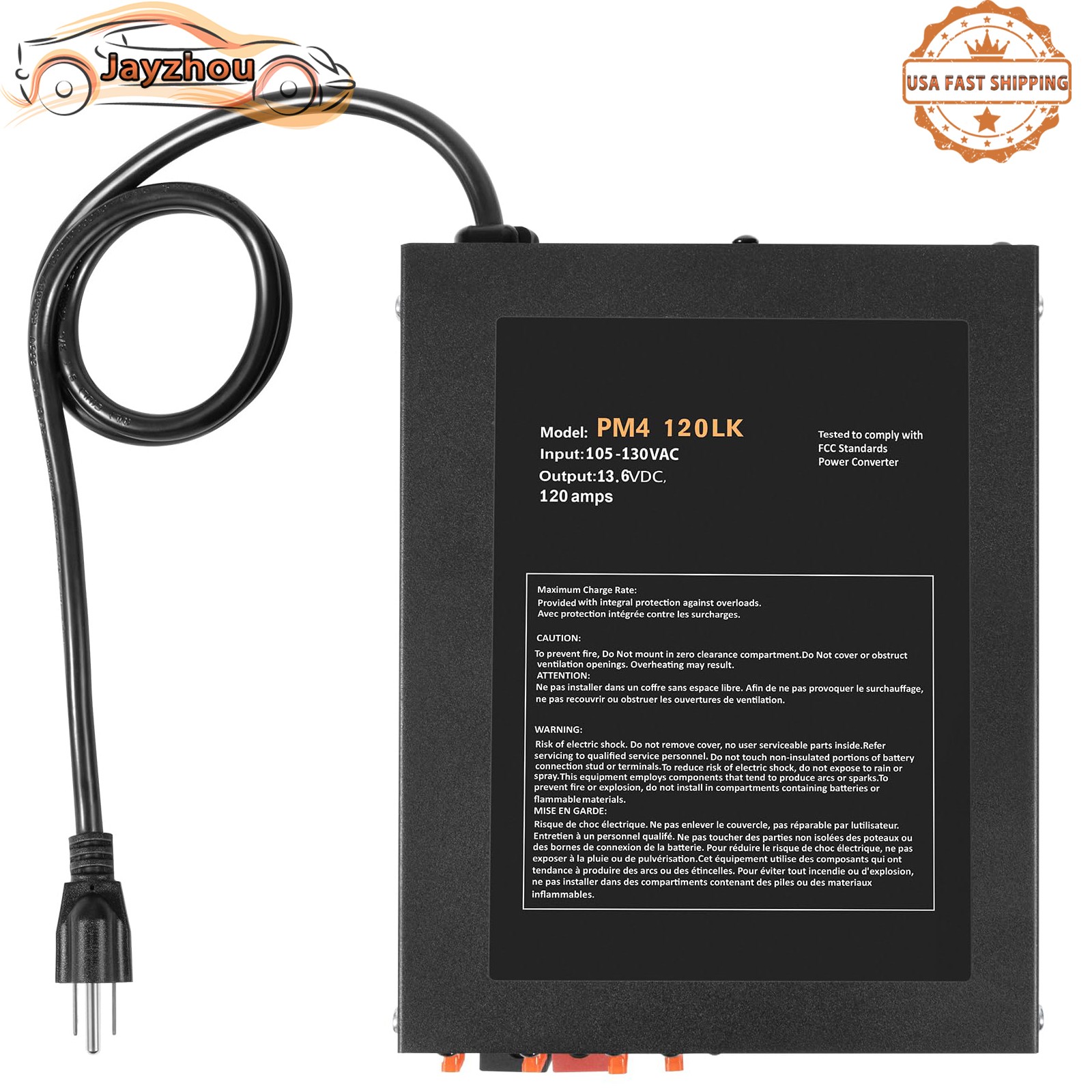 120 Amp RV Power Converter 110VAC to 12VDC, Lithium Compatible 12V-16.5V DC