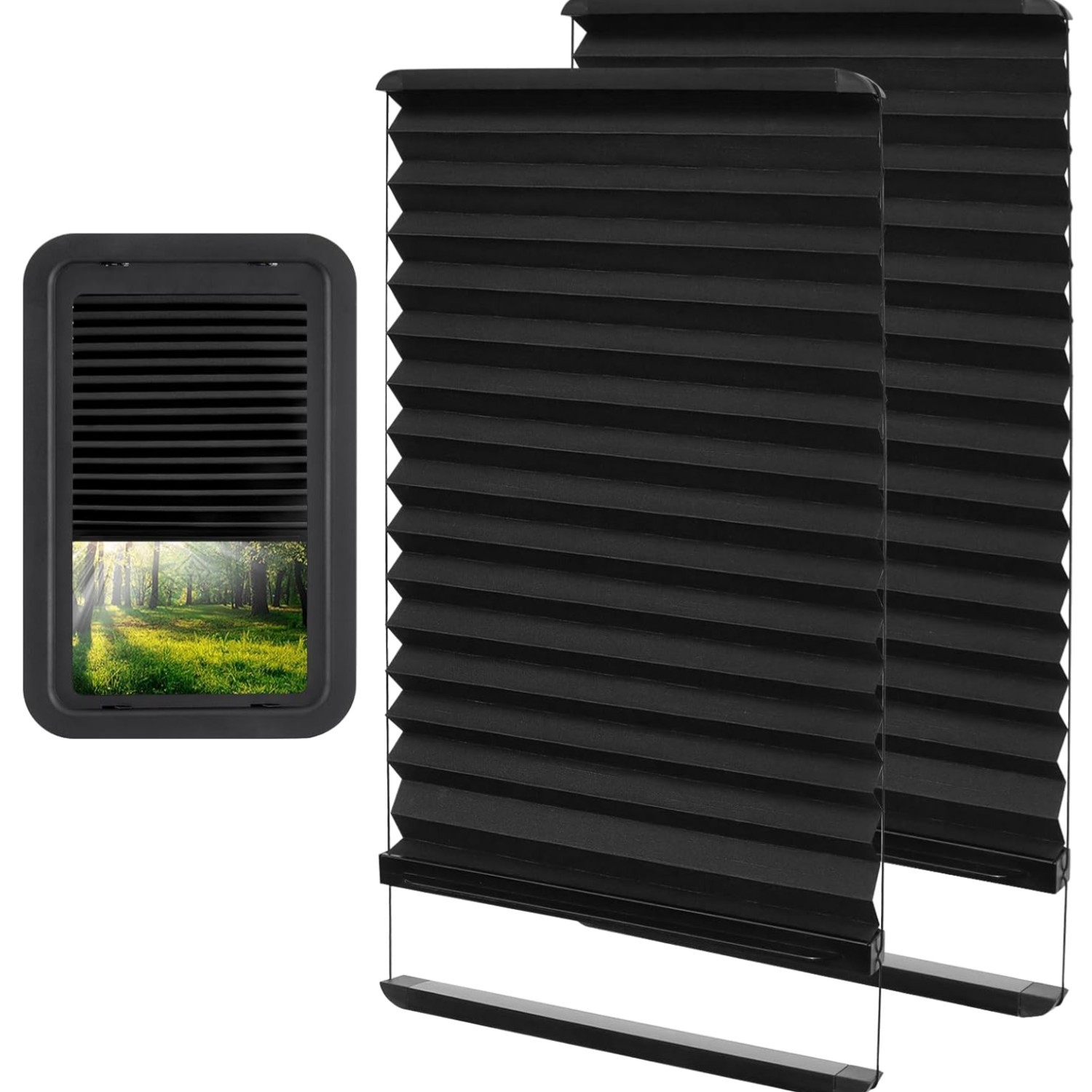RV Door Window Shade 12×21 Black Pleated Polyester for Lippert Entry Doors 2 …