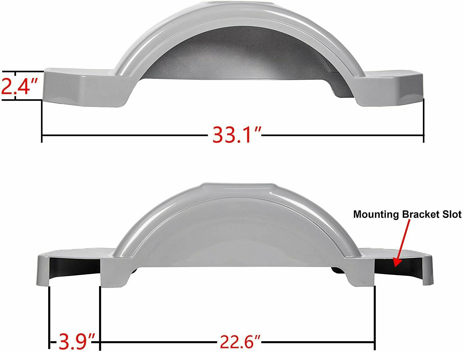 2pcs Gray Single Axle Trailer Fenders w/ Steps For 12″ Wheels Tires Skirt Boat