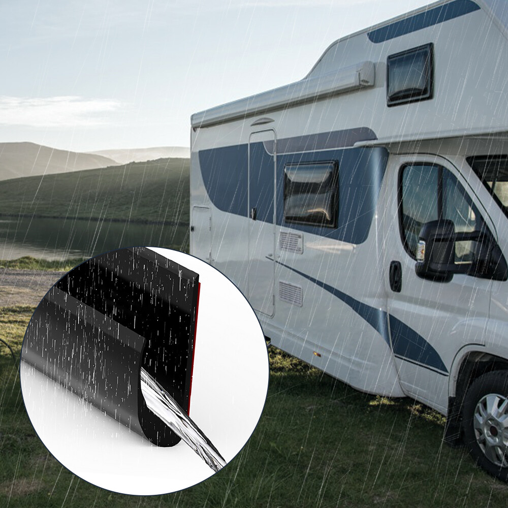 16Feet PVC Roof Rain J Shape Rain Gutter For Cars Vans RVs Flexible Drip Rail