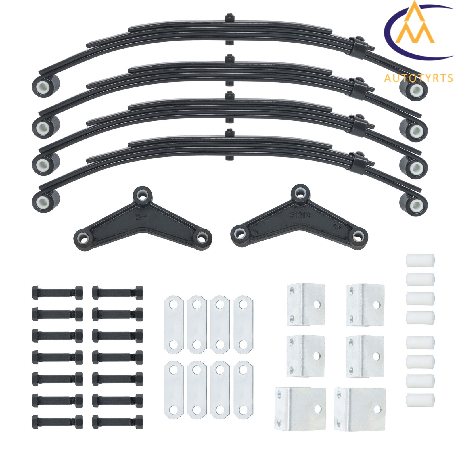 2500lbs 4 Leaf Springs 5000lbs Tandem Trailer Axle Suspension/U-bolt/Hanger Kit