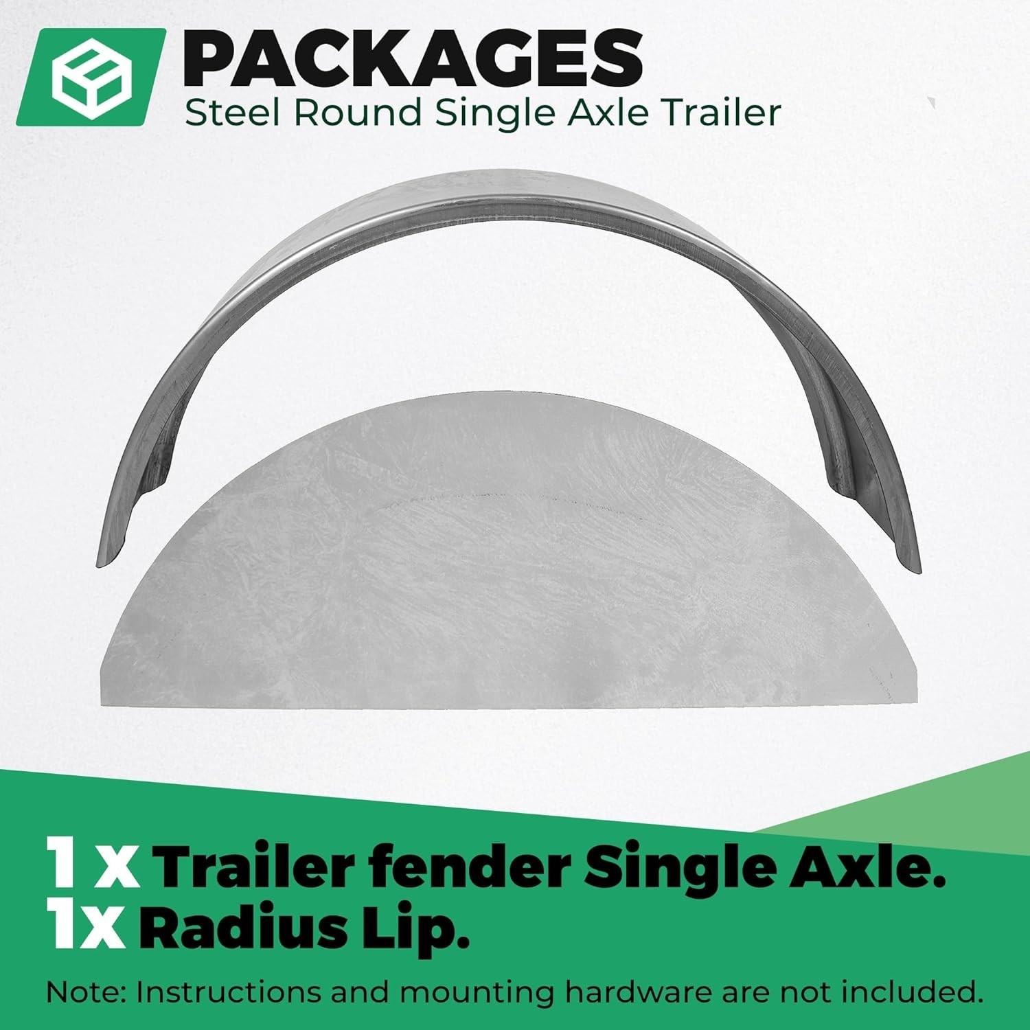 Durable Steel Round Single Axle Trailer Fender for 14″-16″ Wheels – 32″x9″x15″