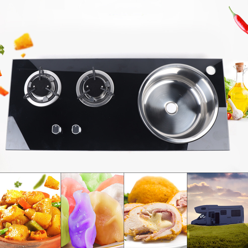 2 Burner LPG With Sink Combo Cooktop Boat Caravan RV Camper Gas Stove Hob