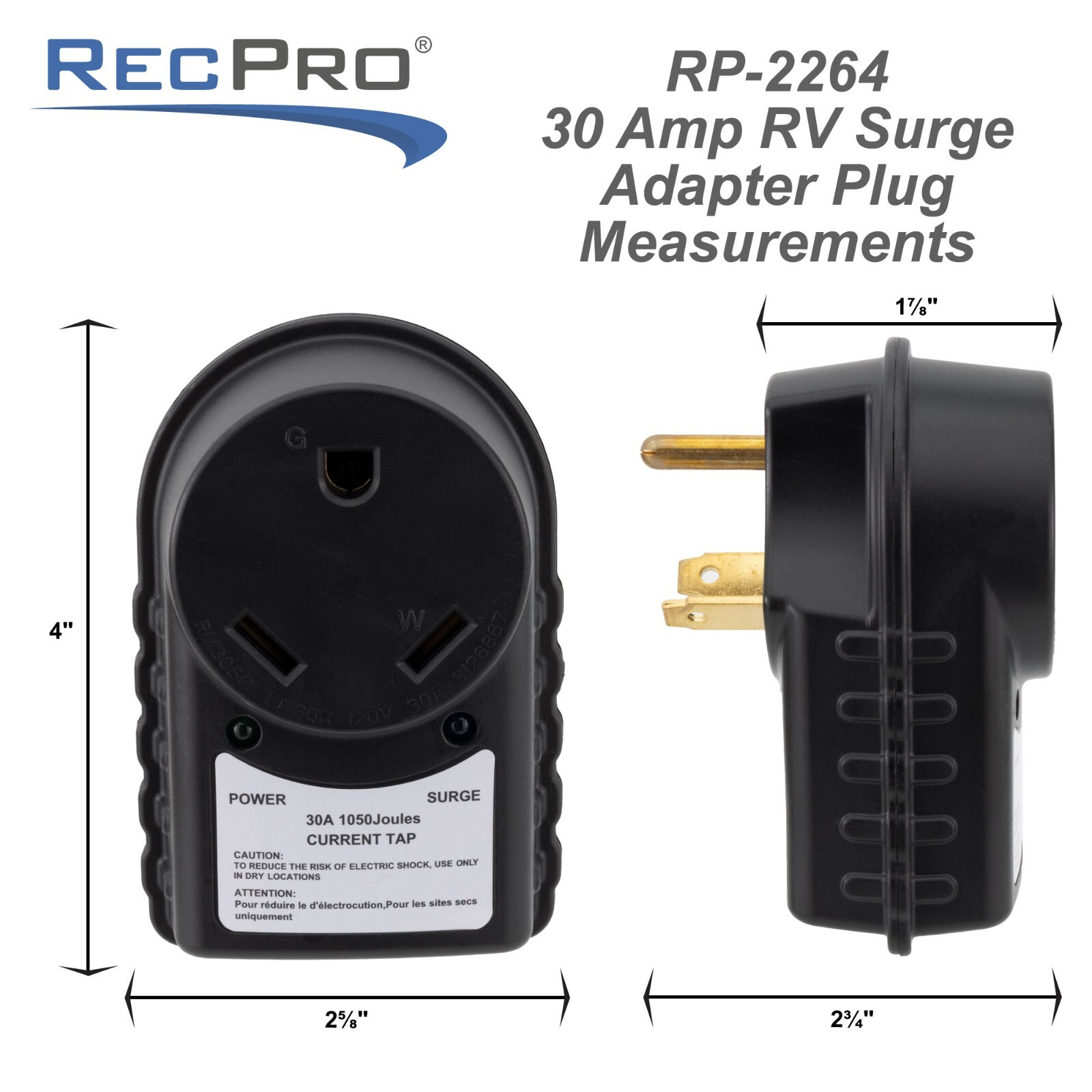 RecPro RV 30 or 50 Amp 125V Adapter Surge Protection Plug with LED Indicator