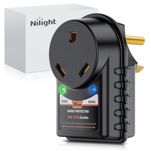 30 Amp RV Surge Protector 125V/3750W Adapter Plug with LED Indicator 30Amp 1050
