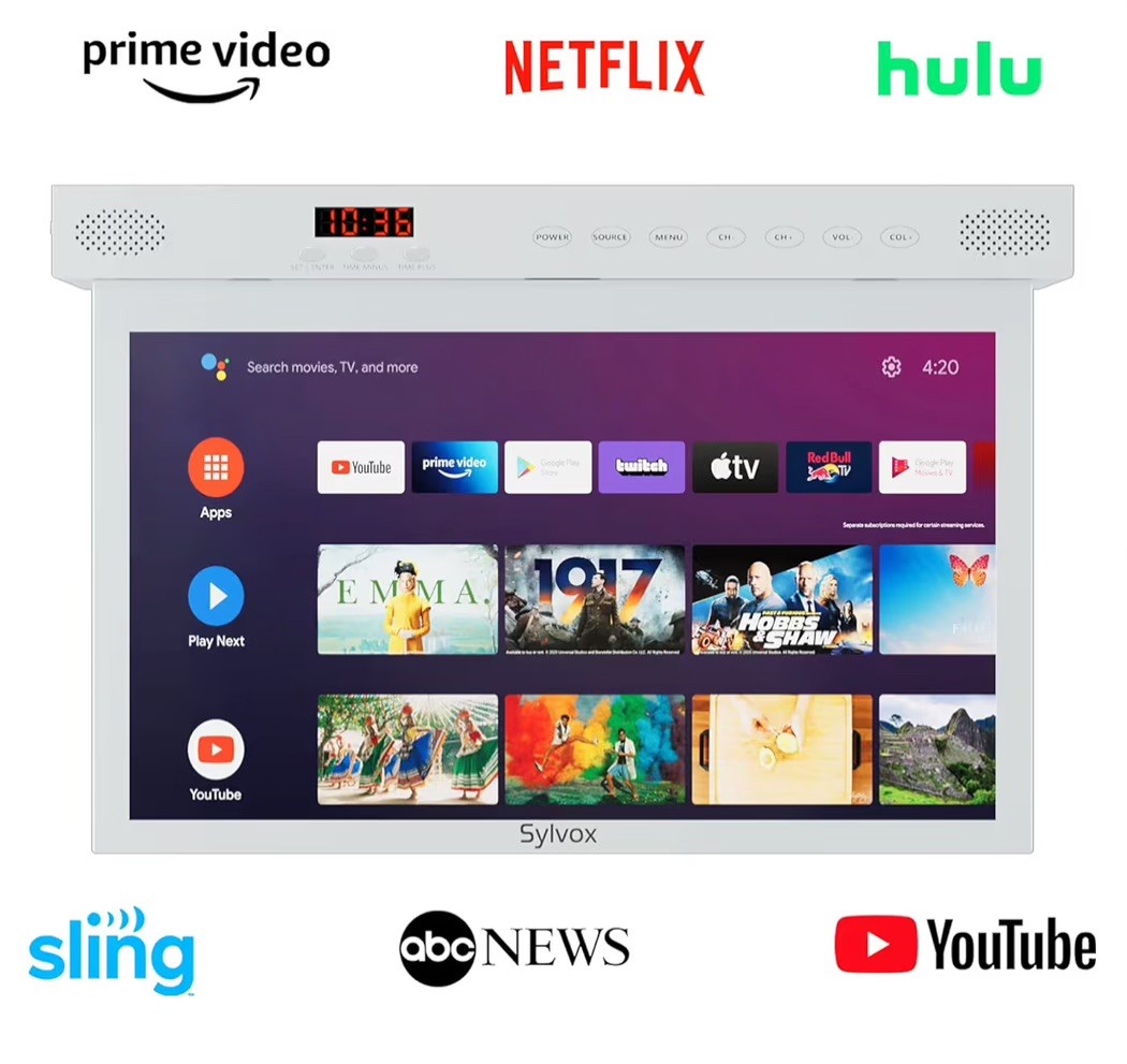 New SYLVOX 15.6” Under Cabinet TV Kitchen TV 1080P Built-in Google Play RV TV