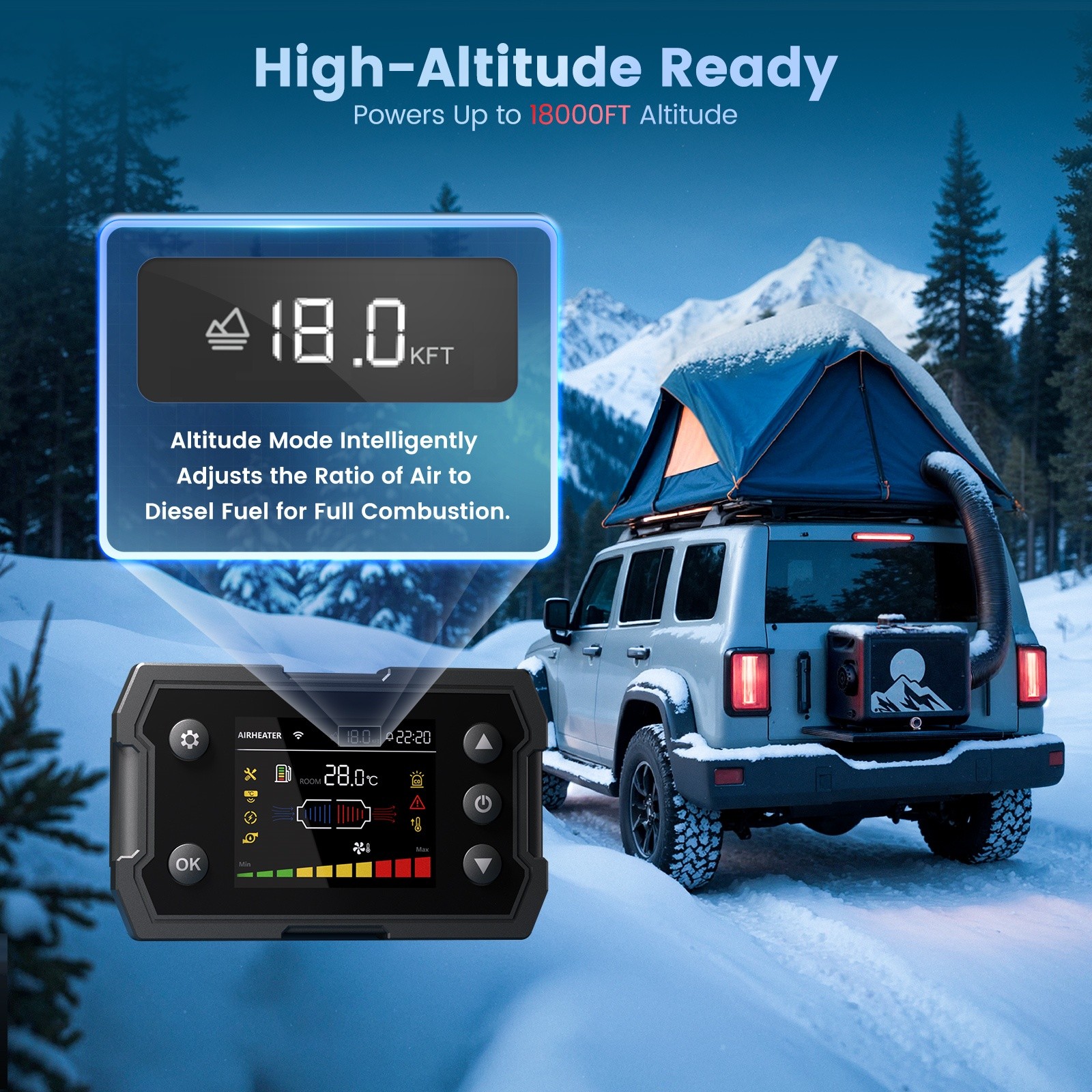 Upgraded TB-MAX 7.5L Diesel Air Heater 8KW 110V 12V/24V Bluetooth for RV Camper