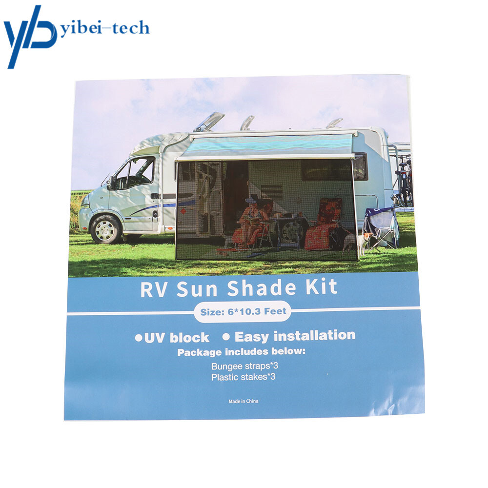 11”-21” RV Awning Sun Shade Black Mesh Screen Sunshade Kit For Camping Trailer