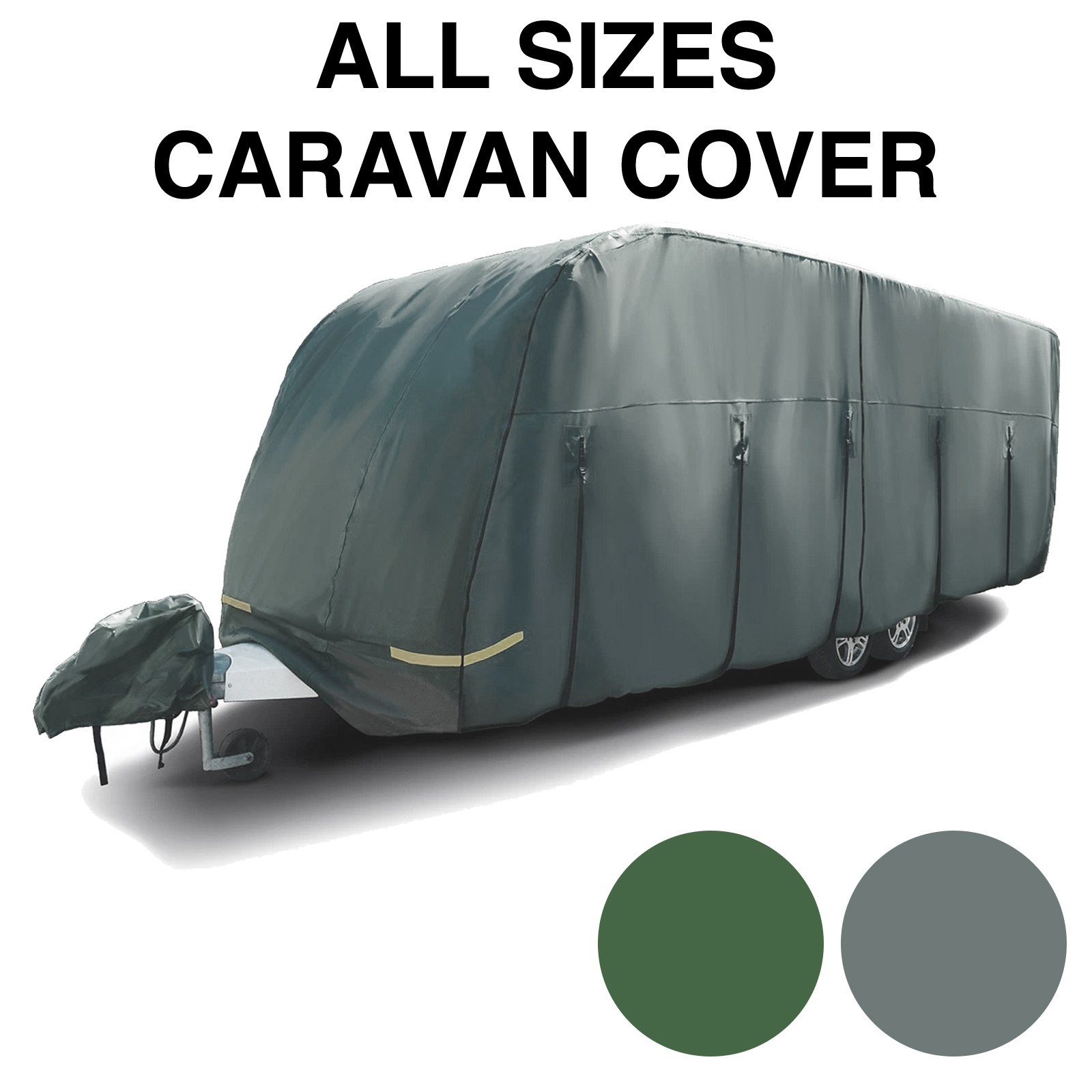 Premium 4 Ply Breathable UV Stable Waterproof Caravan Cover Grey or Green