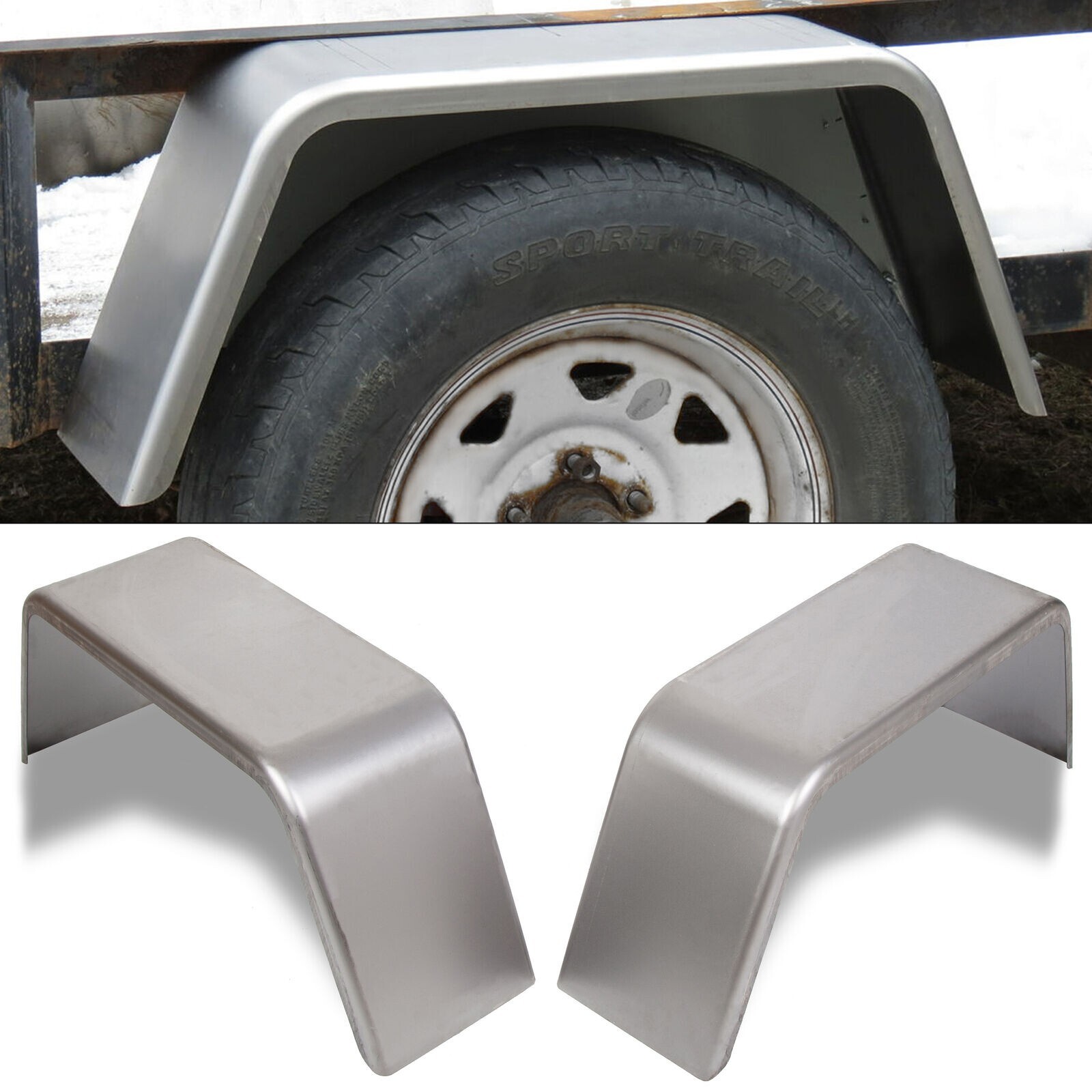 Set of 2 Square Steel Cargo Trailer Fenders Pair 8″-12″ wheels 16 Gauge Steel