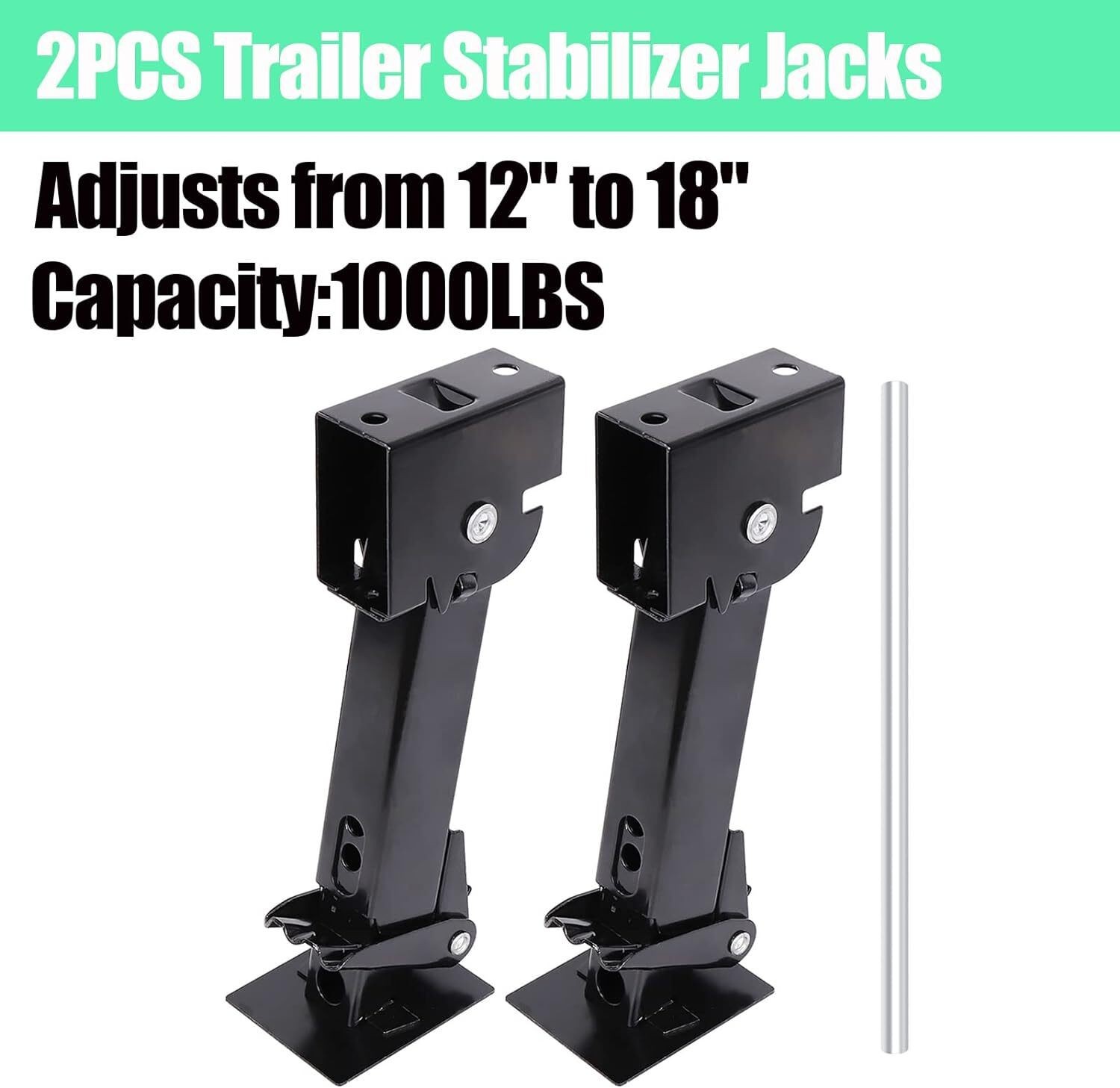 New 2x Trailer Swing Down Folding Stabilizer Telescoping Jacks 2000lb RV Camper