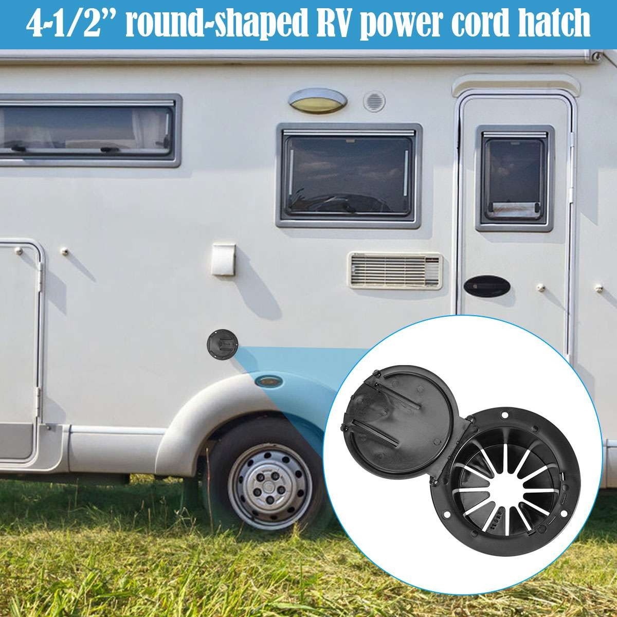 RV Camper Power Cord Cable Hatch Cover – White/Black