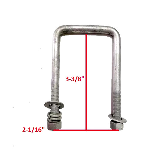 4 Piece Boat Trailer 3/8″ U-Bolts Hot Dipped Galvanized Square 1 3/4″ x 3 3/8″