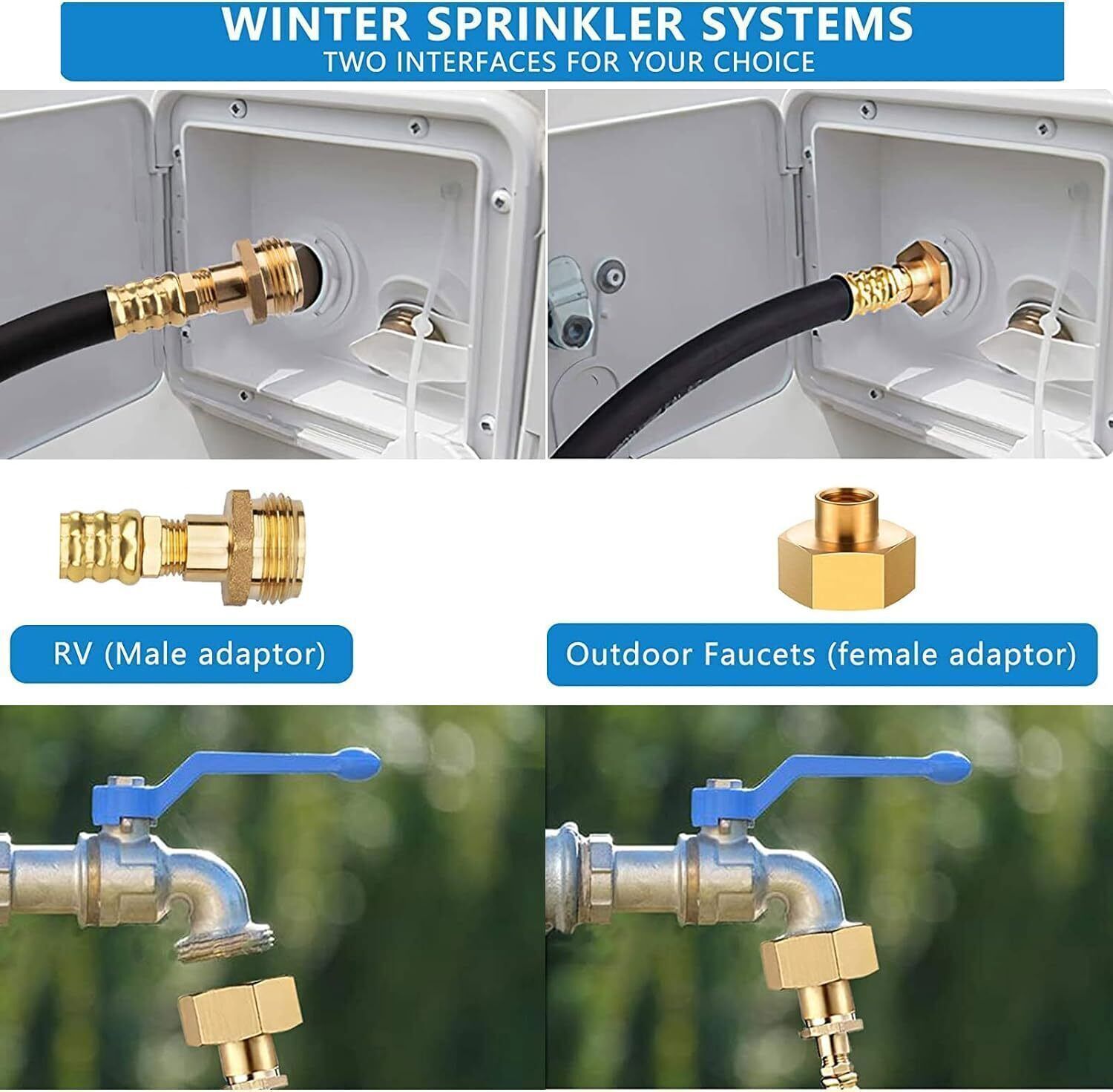 Camper Winterizing Kit Blowout Shut Off Valve Adapter Hose Faucet For RV Trailer