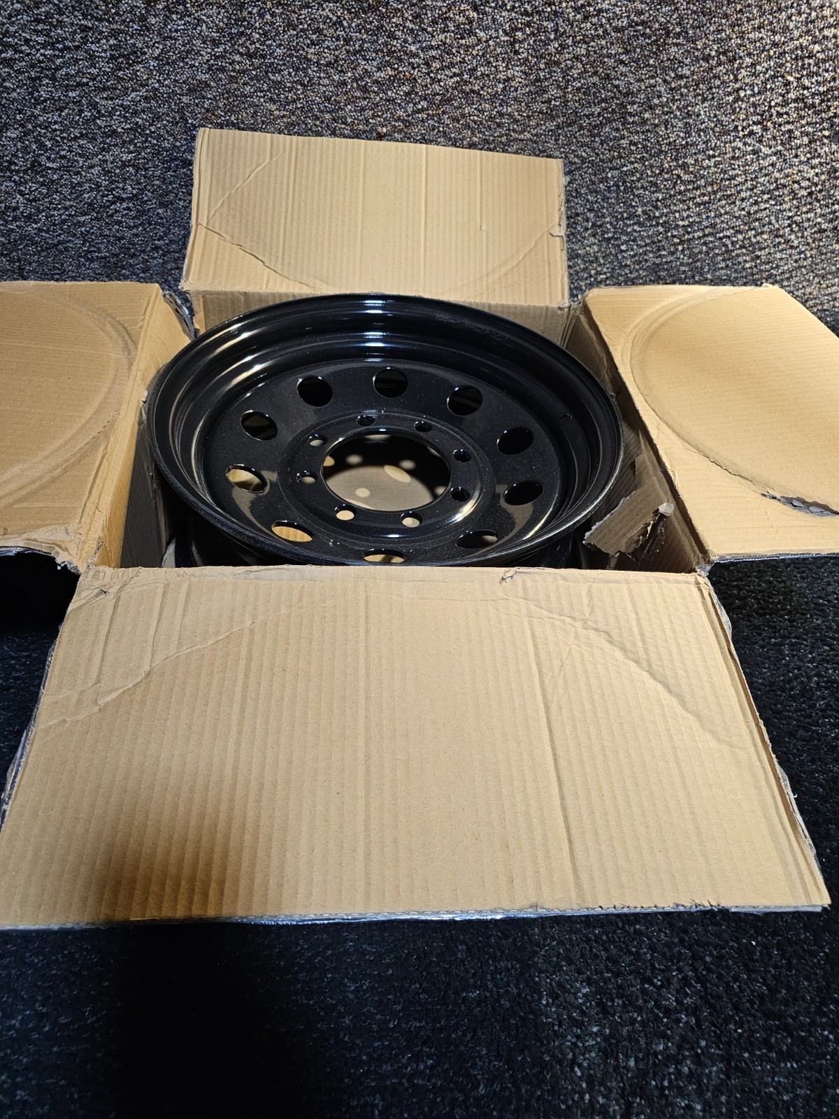 (QTY 1) GLG-A-16608-001 Black Steel Trailer Wheel Rim 16×6 8×165.1 0mm