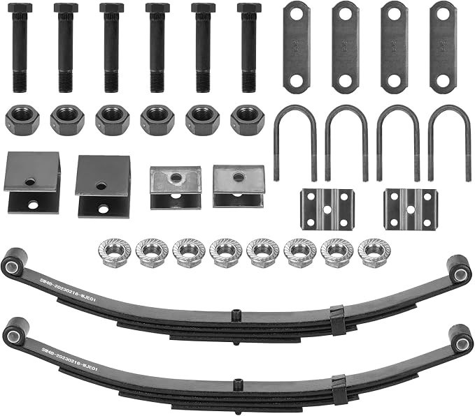 4 Leaf Springs 3500lbs Tandem Trailer Axle Suspension Kit U-Bolt & Hanger Kit