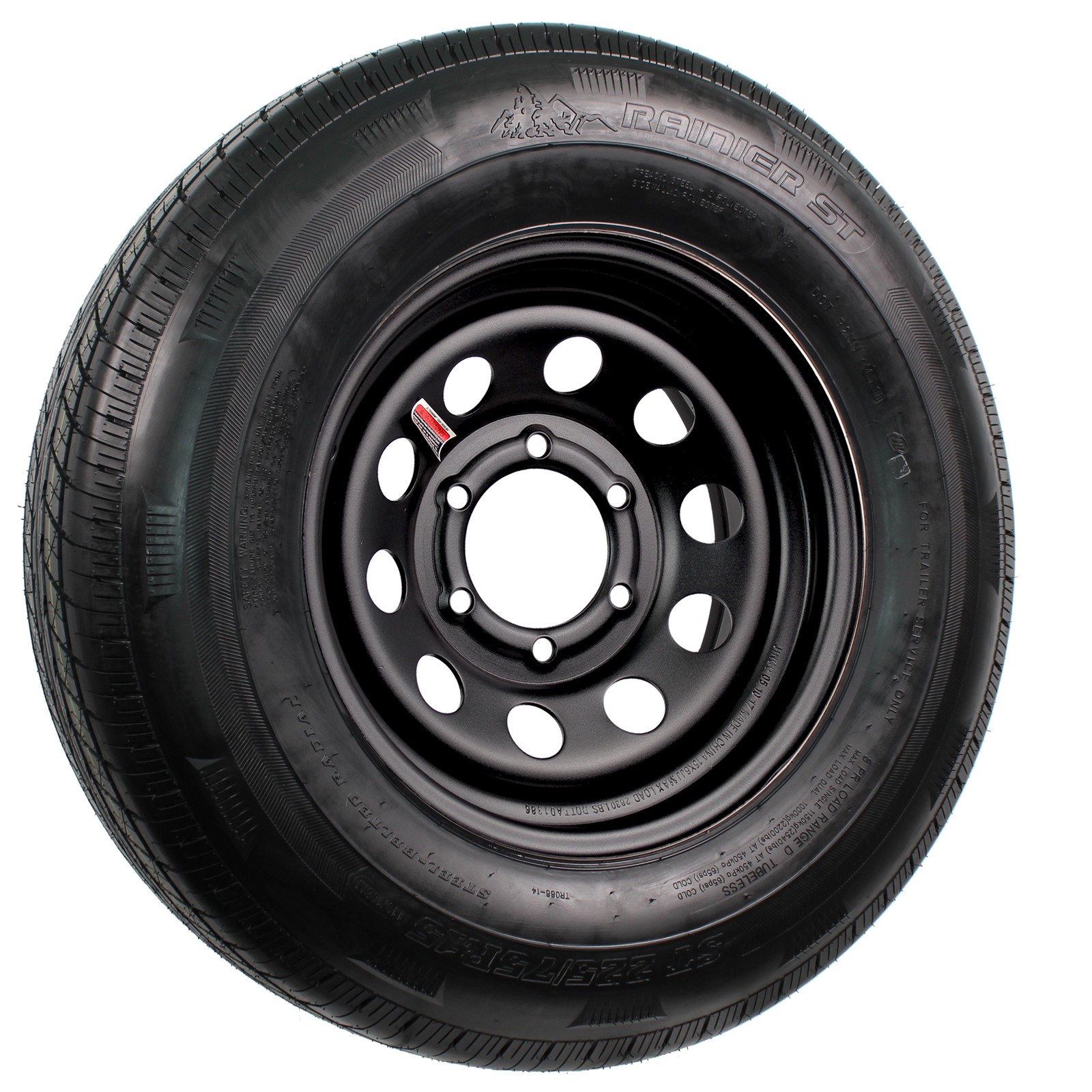 2-Pack Radial Trailer Tire and Rim ST225/75R15 LRD 6 Lug Black Modular Wheel