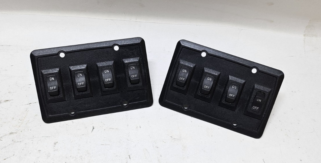 Black Quad 4 GANG ON/OFF 12 volt Black Light Switch RV MARINE RV CAMPER TRAILER