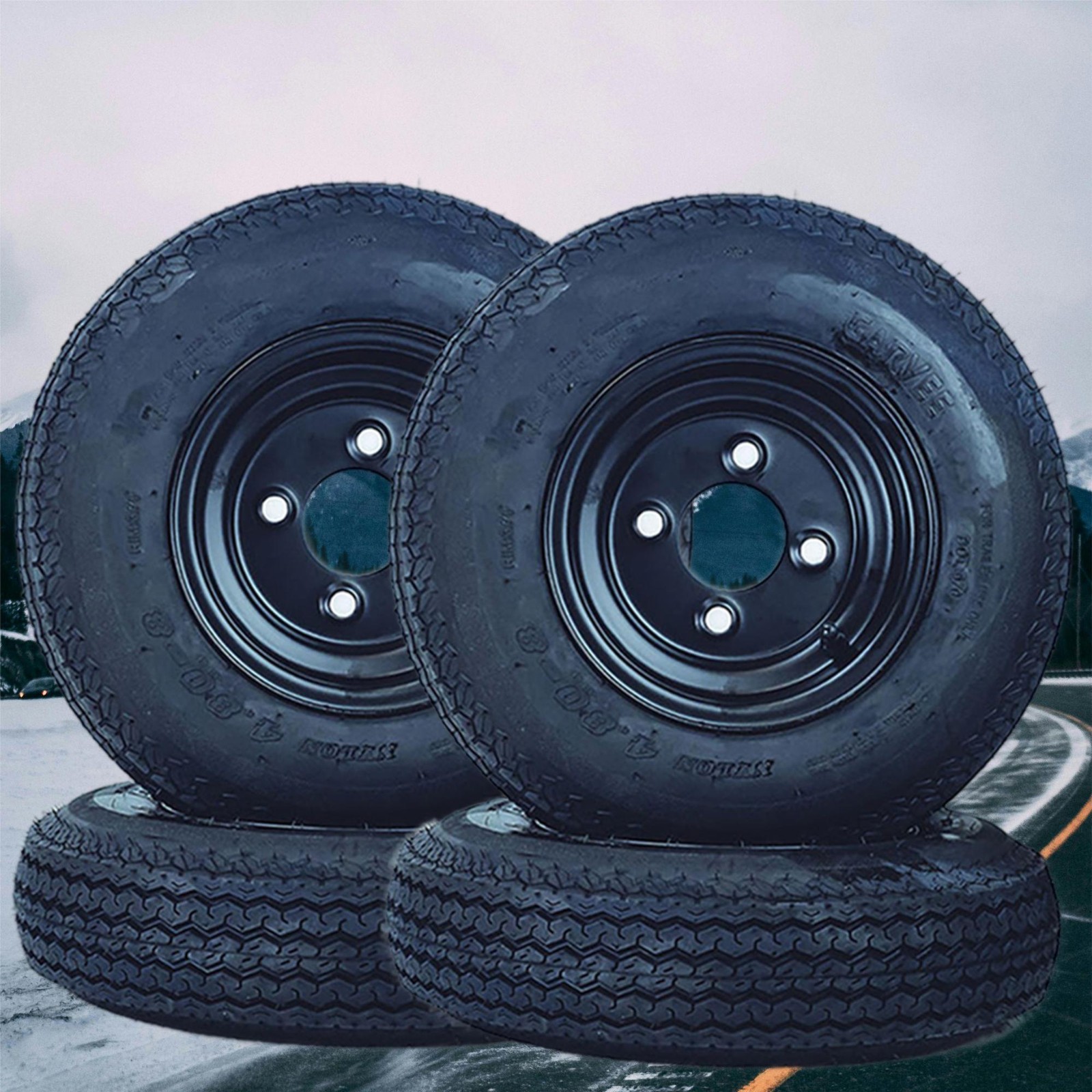 ?Pack of 4 4.80-8 480-8 4.80×8 Trailer Tires – 6-Ply Load Range C – 4Lug on 4″