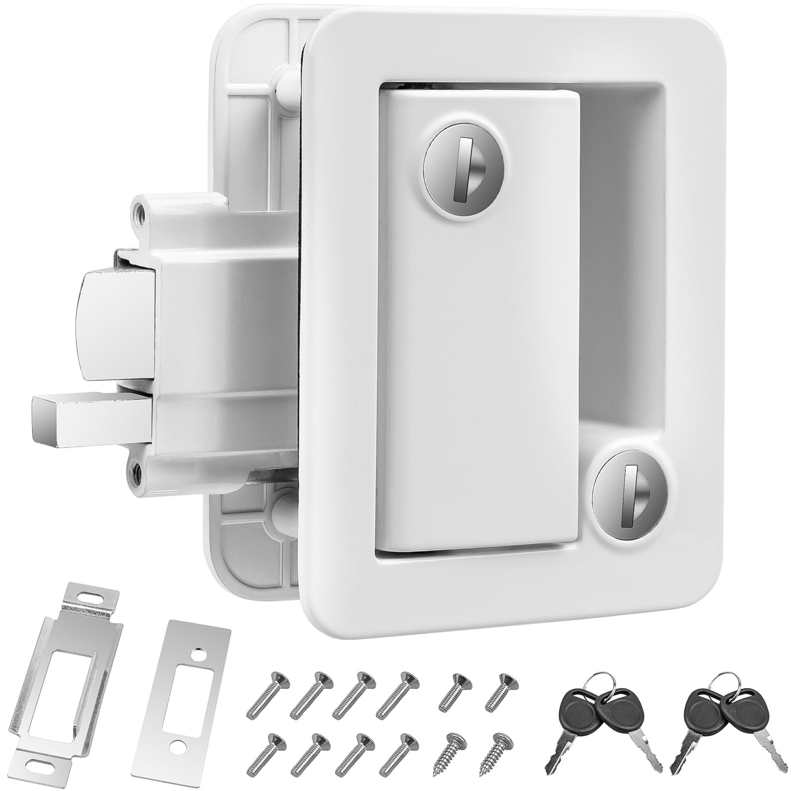White RV Door Lock Replacement, Latch Handle with Paddle