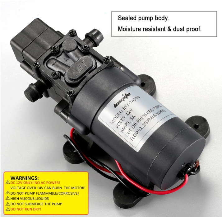 Bomba de Diafragma 12V 1,2 GPM 80 PSI Autocebante para ATV y Barco. Nuevo