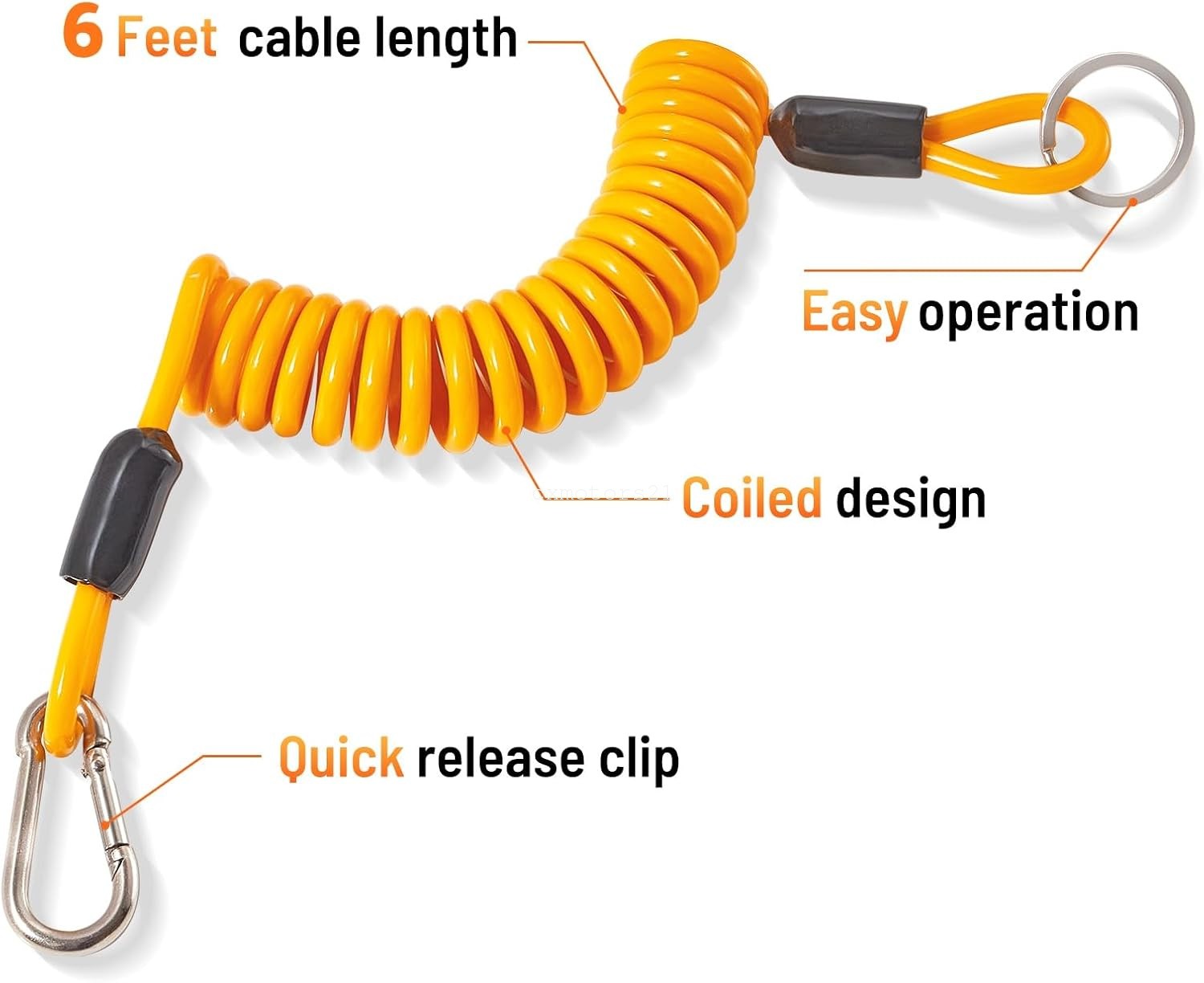 Trailer Brake Safety Cord Heavy Duty Stainless Steel Spring Towing Coiled Wire