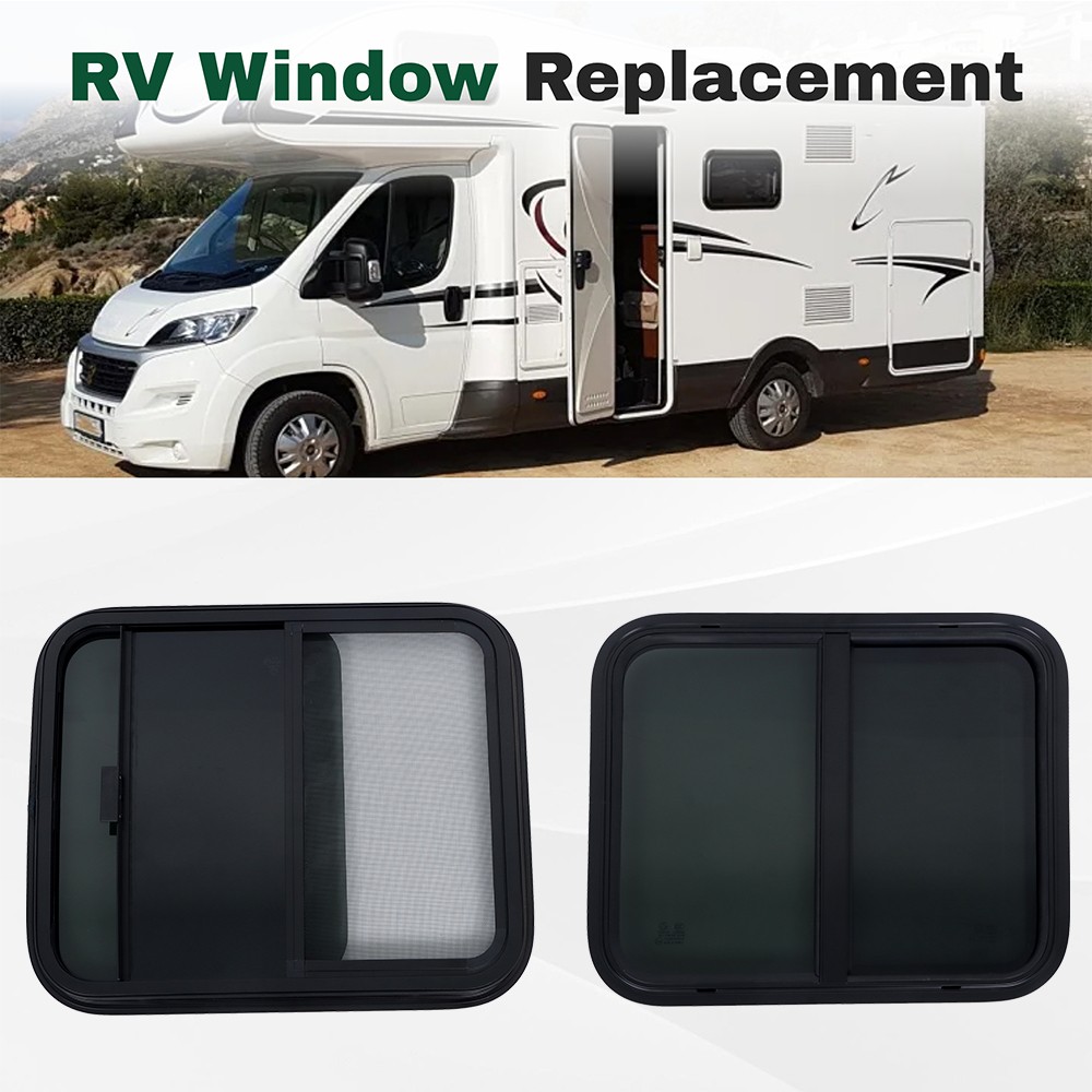 Horizontal Sliding Windows W/Mounting Trim Rings 24″W x 20″H RV Window Kit