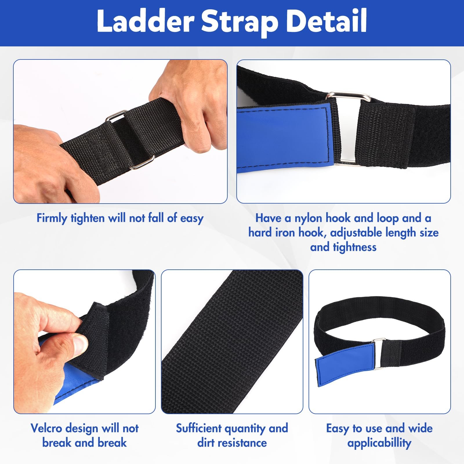 Ladder Rack Tie Down Straps Reusable 33 Inches X 2 Inches, Blue