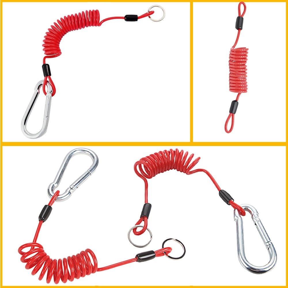 4′ / Coiled 6′ Cables Safety 6ft Red F/RV Emergency Boat Trailer Breakaway Cable