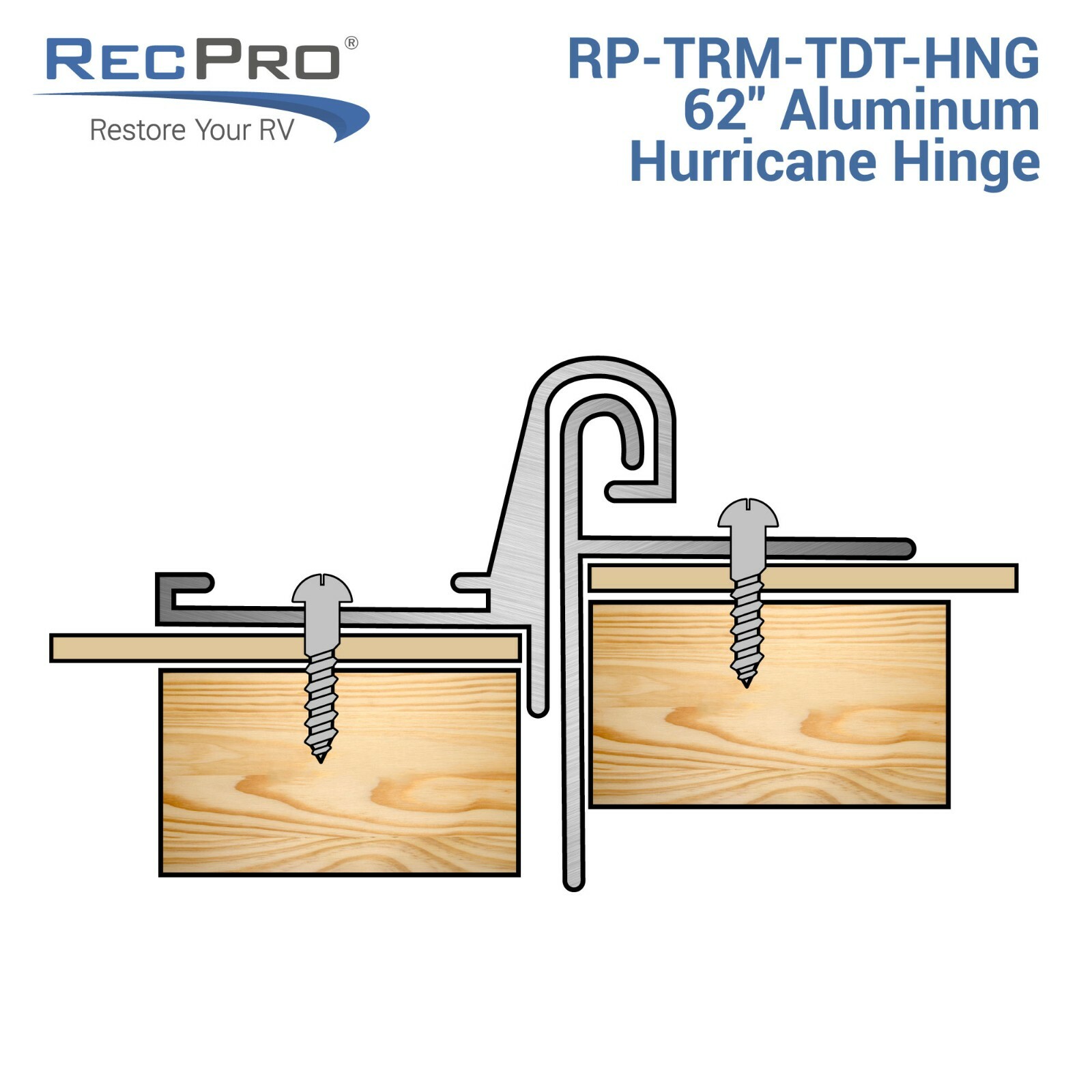 RV Teardrop Trailer Hurricane Hinge for Galley Hatch Door 62″ Aluminum