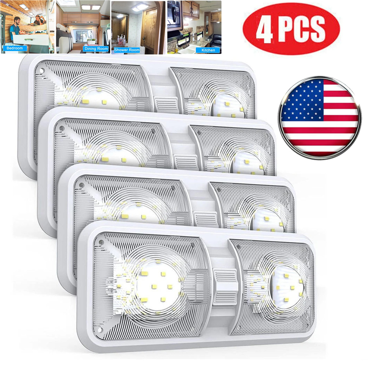 4PCS 12V Led RV Ceiling Dome Light RV Interior Lighting for Trailer Camper Boat