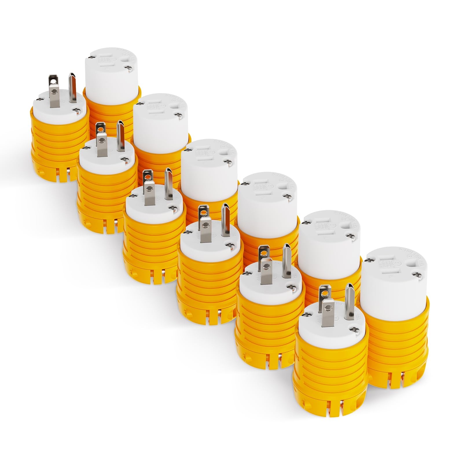 Extension Cord Ends Male Female Plug 6 Set NEMA 5–15P 5–15R 15A 125V Straight
