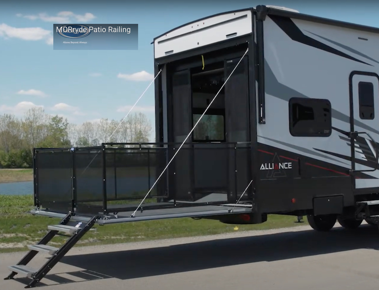 MORryde Toyhauler Patio Railing Kit RV rail Lippert toy hauler ramp door garage