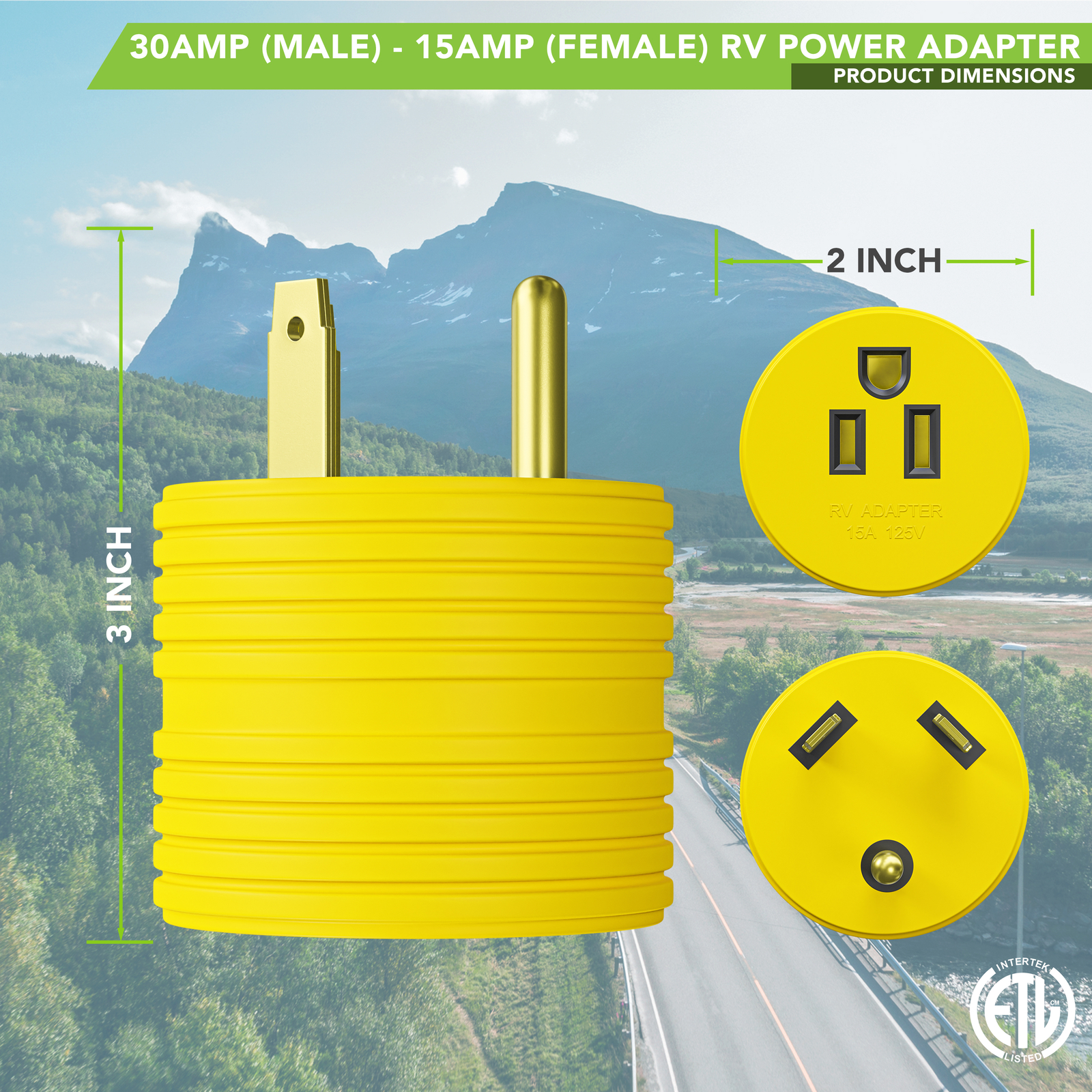 RV Electrical Adapter Plug 30AMP Male to 15AMP Female Motorhome Camper Round