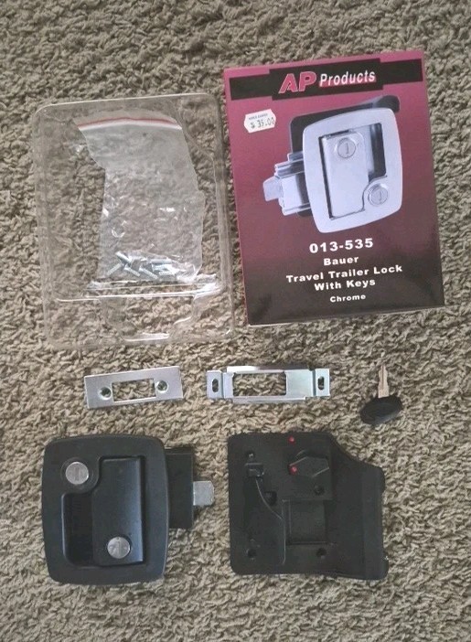 AP Products 013-535 Bauer Travel Trailer Lock With 1 Key Black Works Pre-Owned
