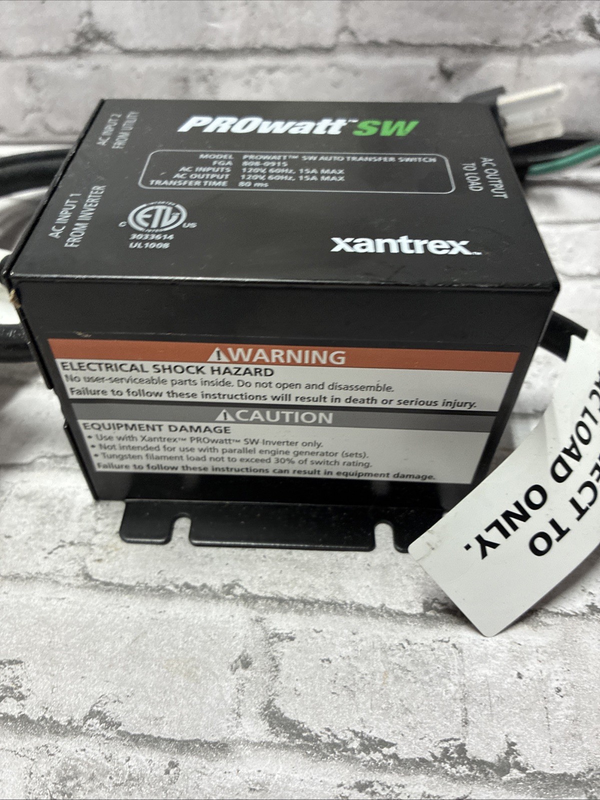 Xantrex PROwatt SW Auto Transfer Switch 15A 120V Model 808-0915 Inverter Switch