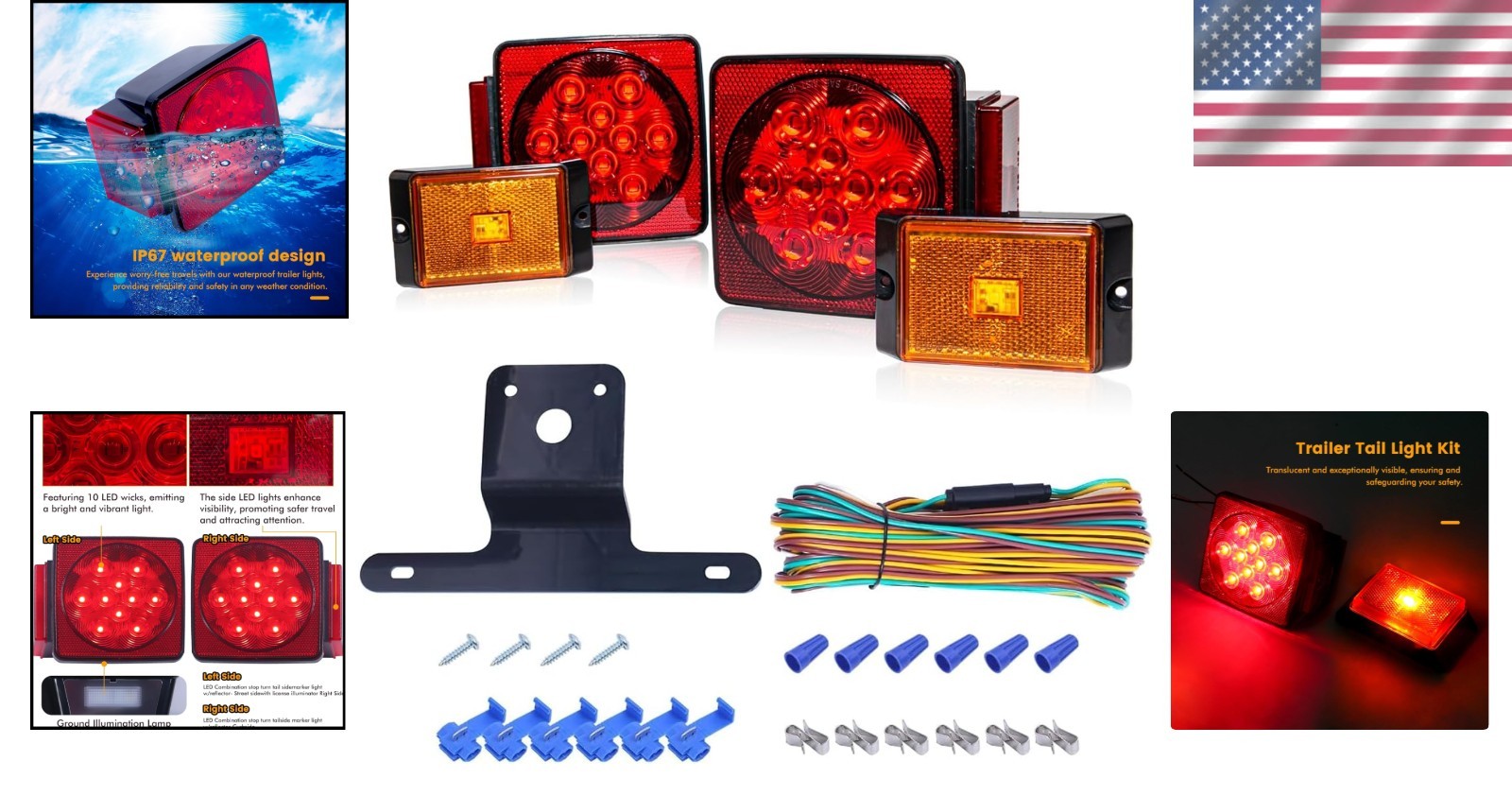 Complete 12V LED Trailer Light Kit – Waterproof Submersible Safety Solution