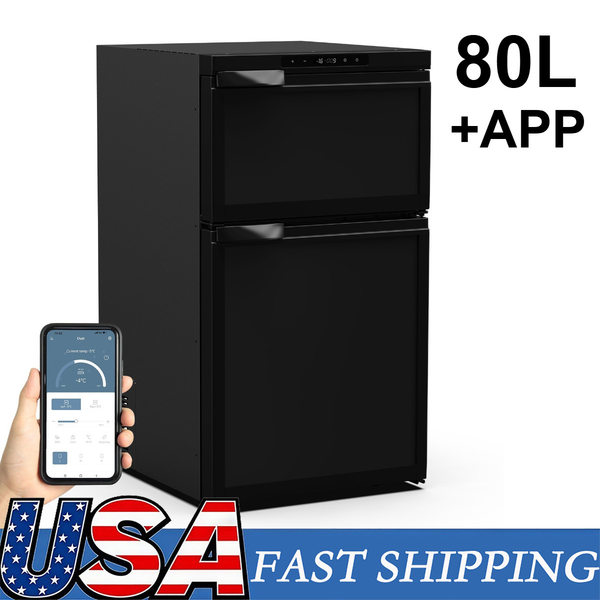 2.8cu ft/80L RV Refrigerator for Truck RV Refrigerator AC110 DC 12V Fridge Mini