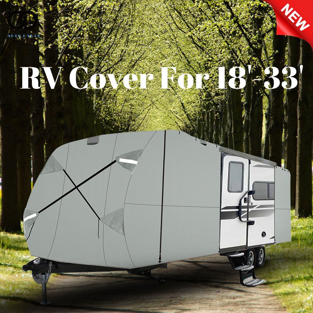 For 18′-33′ Camper Non-Woven Fabric Travel Trailer RV Cover Anti-Dust Windproof