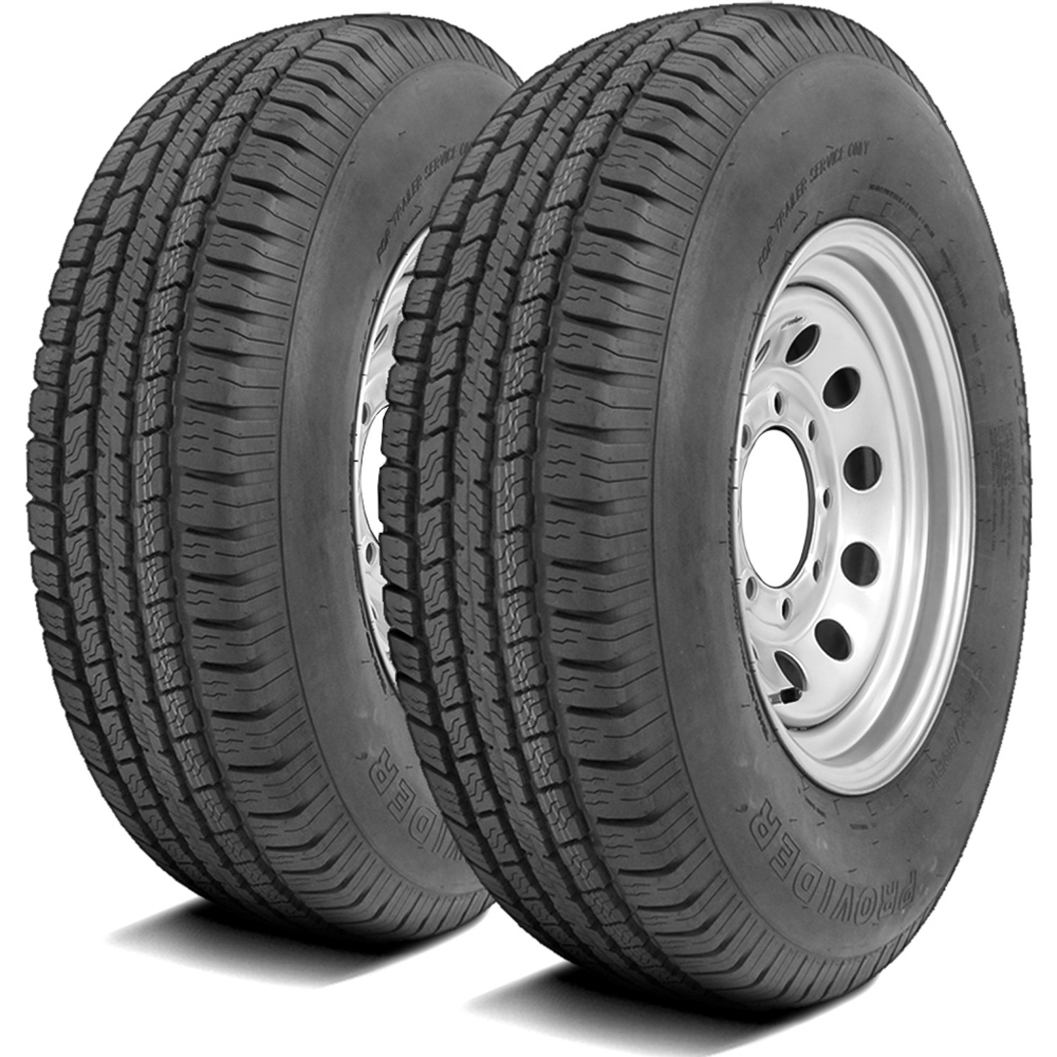 2 Taskmaster Provider ST 235/80R16 E 10 Ply 8 on 6.5 Silver Modular Assemblies