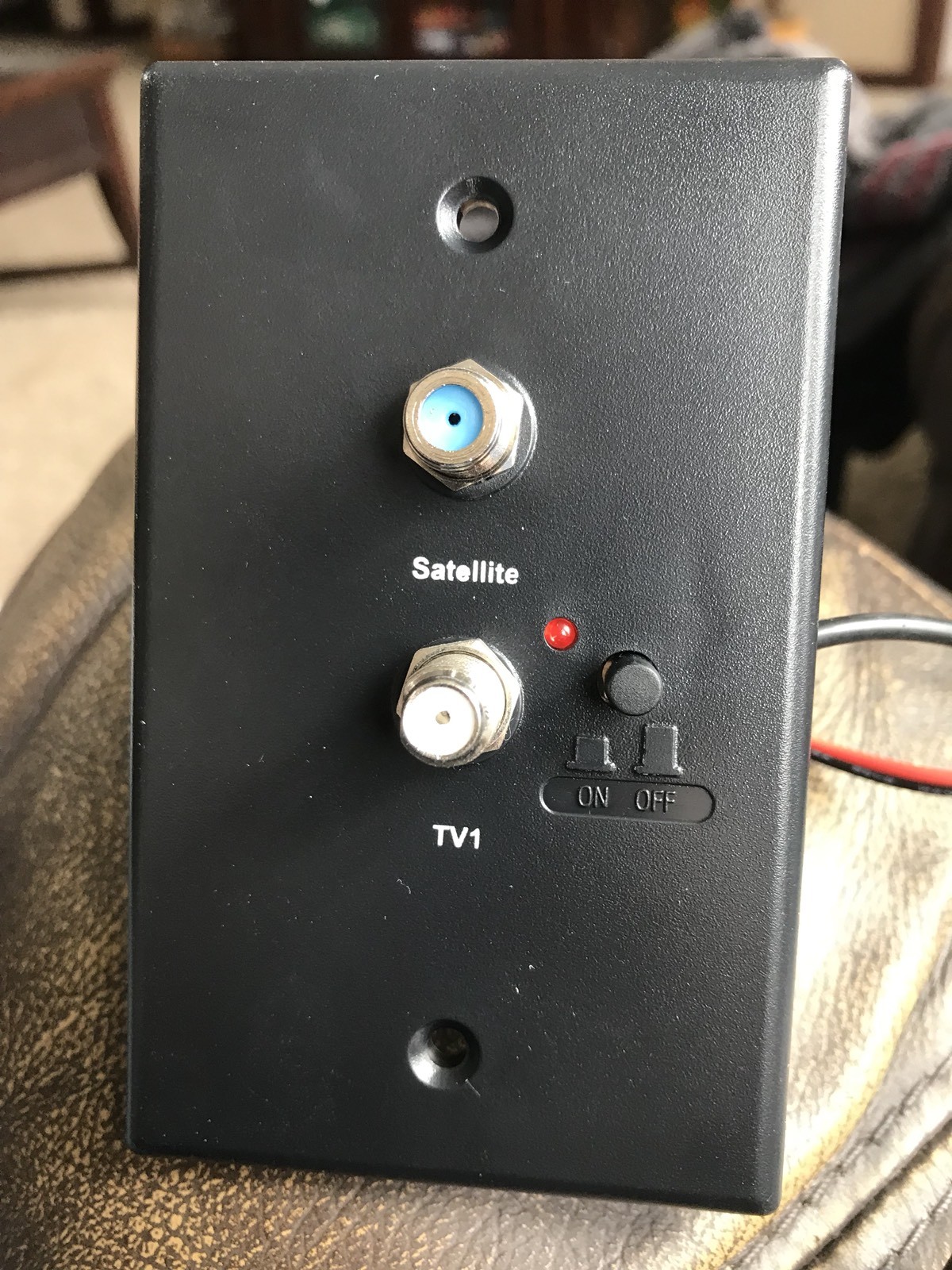 tv satellite Hook Up Wall Plate New Old Stock Black RV Camper Trailer