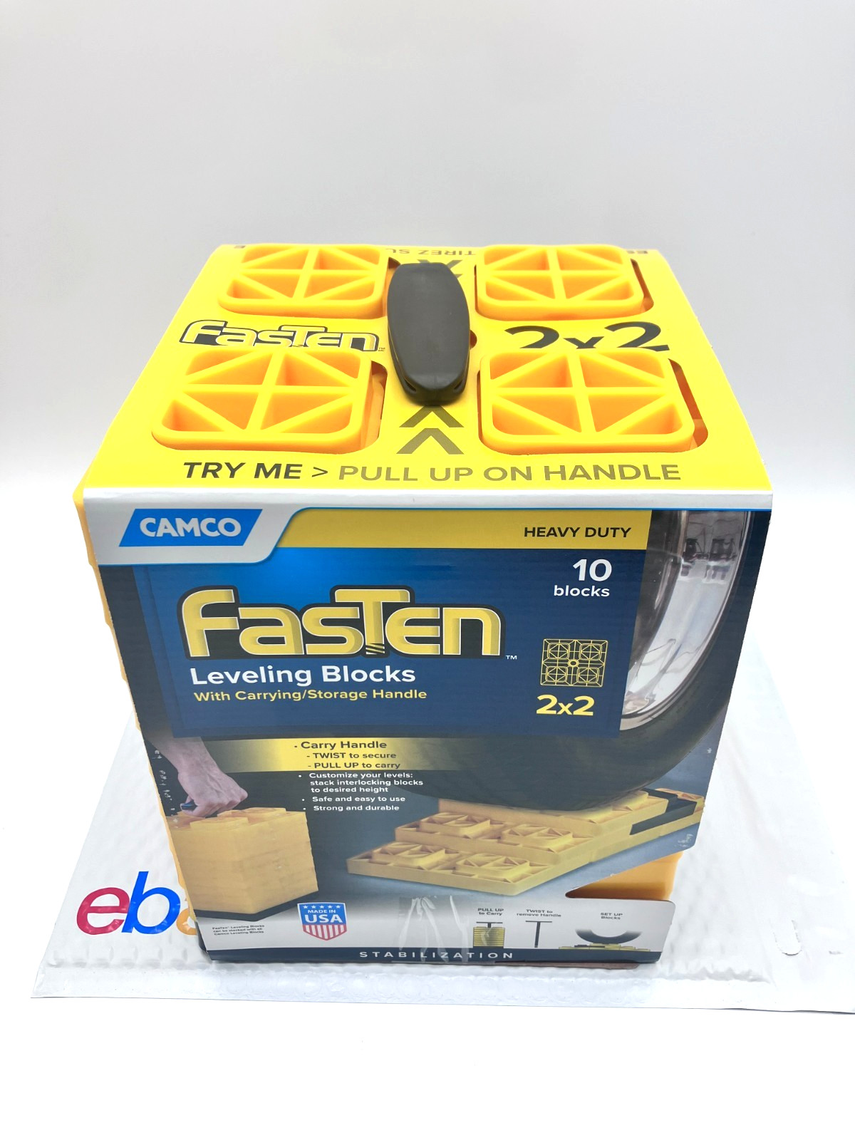 Camco FasTen Leveling Blocks 44512, 10 2×2 RV Camping Blocks