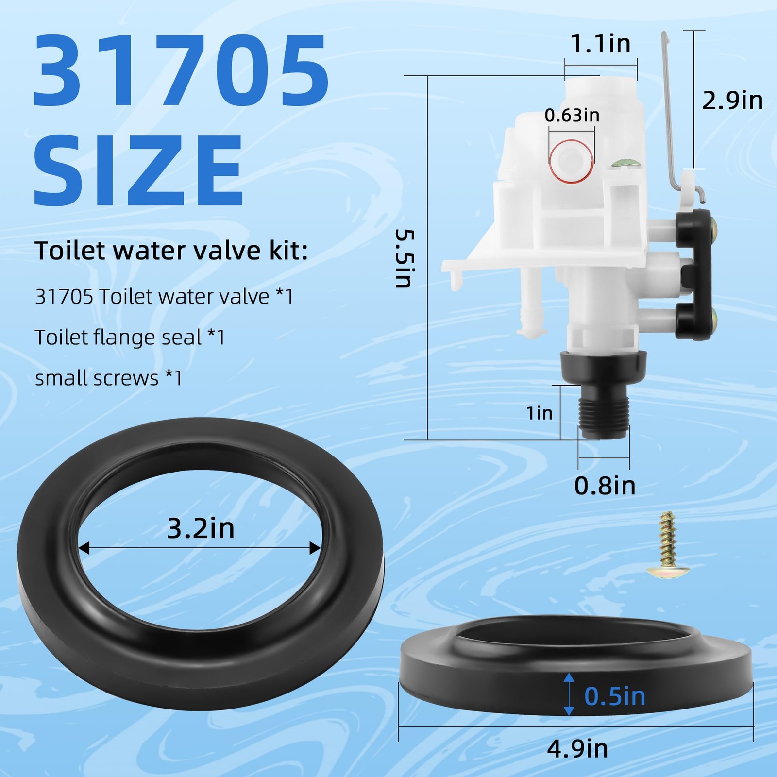 31705 31688 RV Toilet Water Valve Kit Fit for ThetfordAqua MagicV High and Low