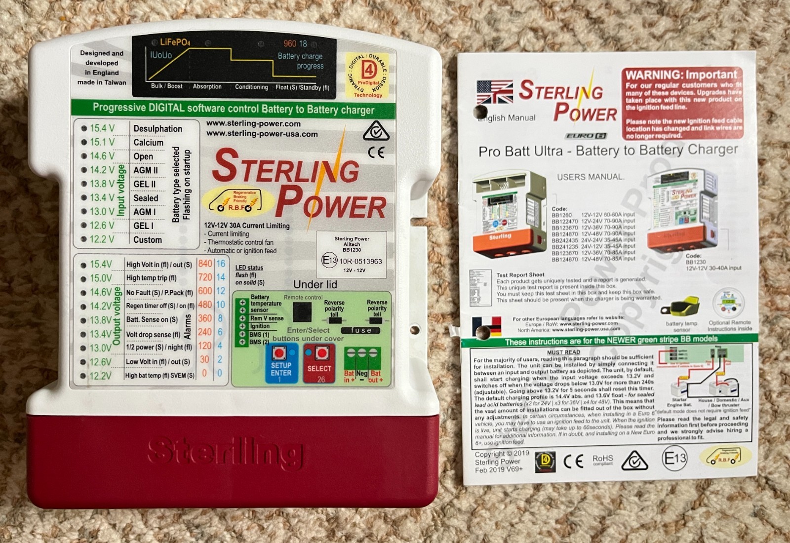 Sterling Progressive Digital DC to DC Converter Battery Charger BB1230 12V 30amp