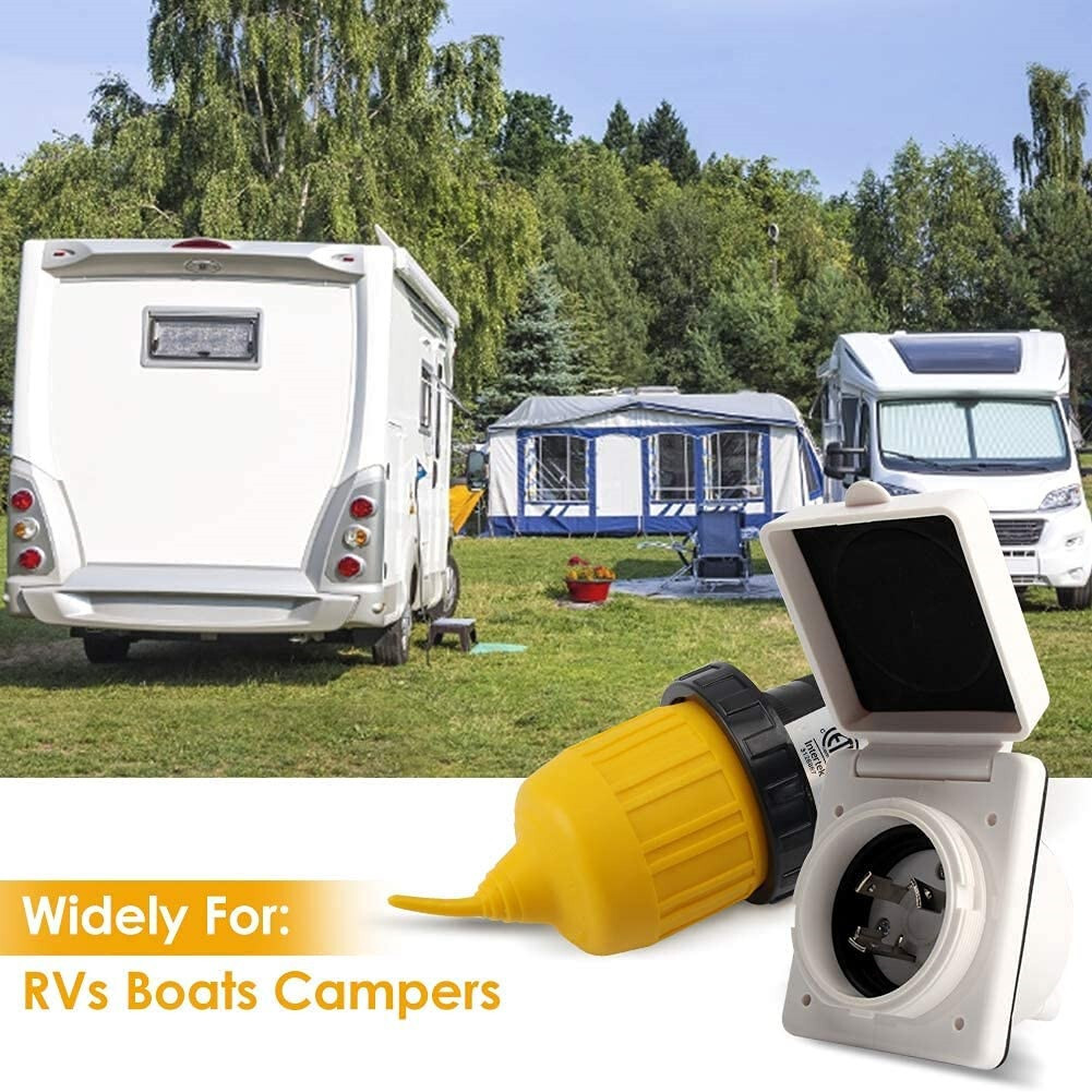 30A RV Shore Power Inlet Socket Box Male Plug Female Connector Twist Lock Camper