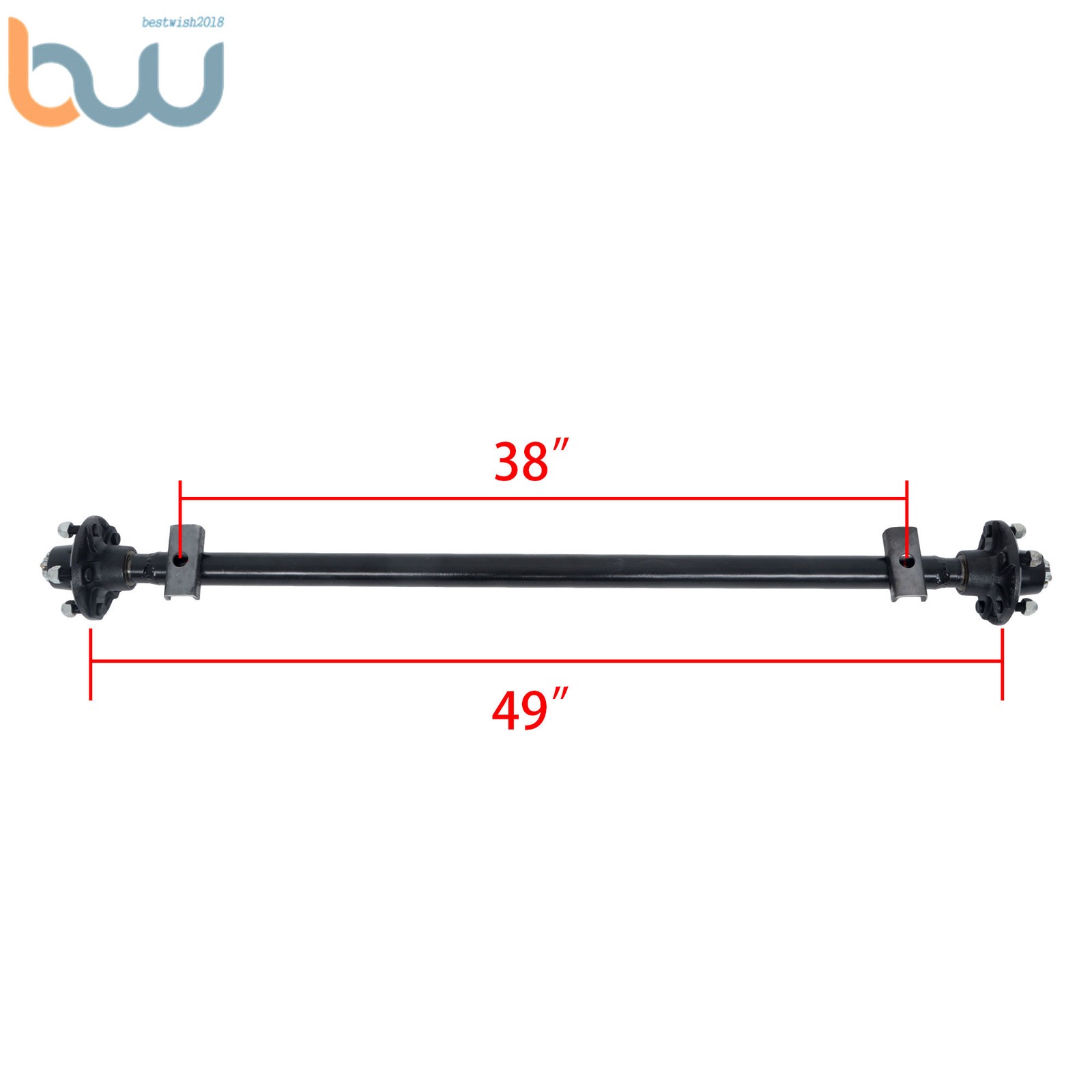 2000 lbs Trailer Boat Axle 5 lug Idler w/ 49″~72″ Hub Face 38″~58″ Spring Center