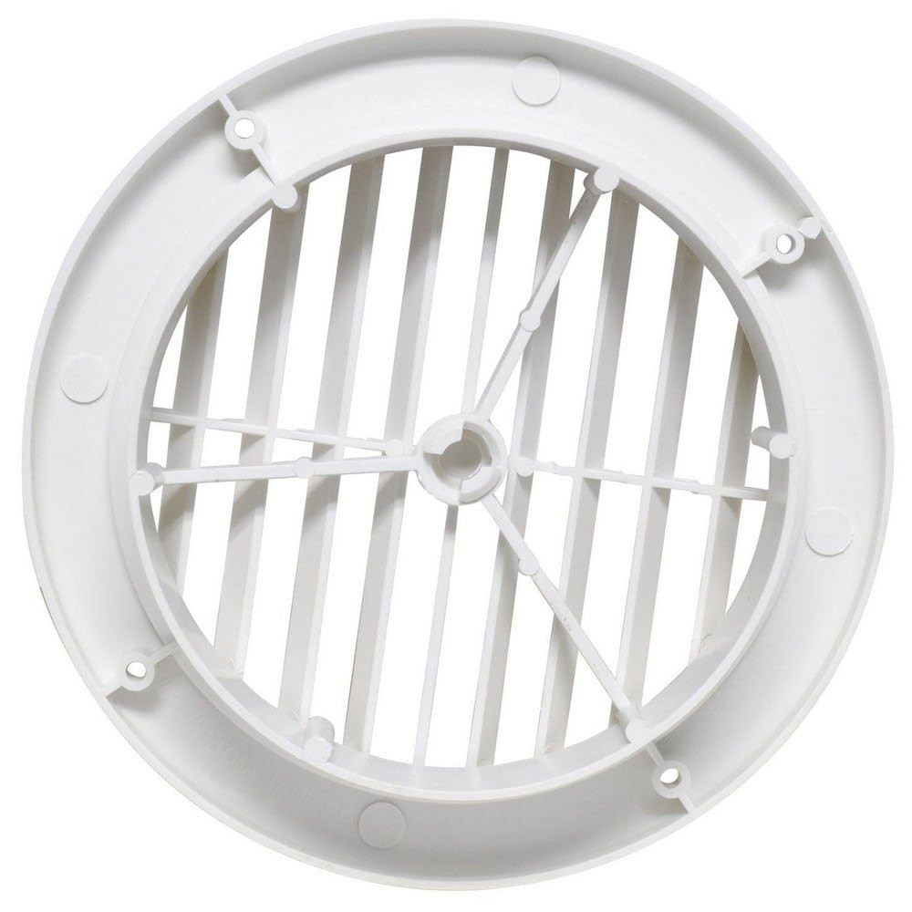 A/C Vent LOUVERED 5IN Plastic, White, CARDED