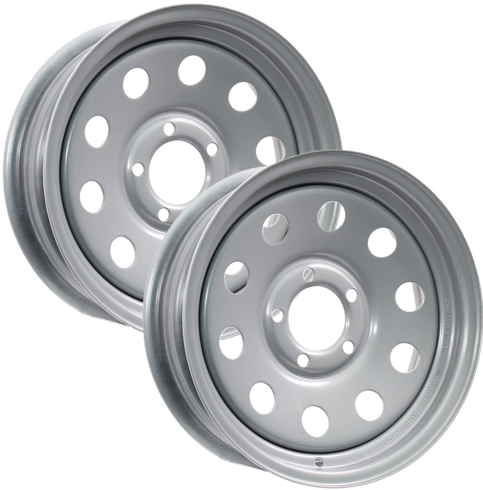 2-Pack Trailer Rim 15X5 15 Inch 5 Lug On 4.5 Center Silver Grey Modular Wheel