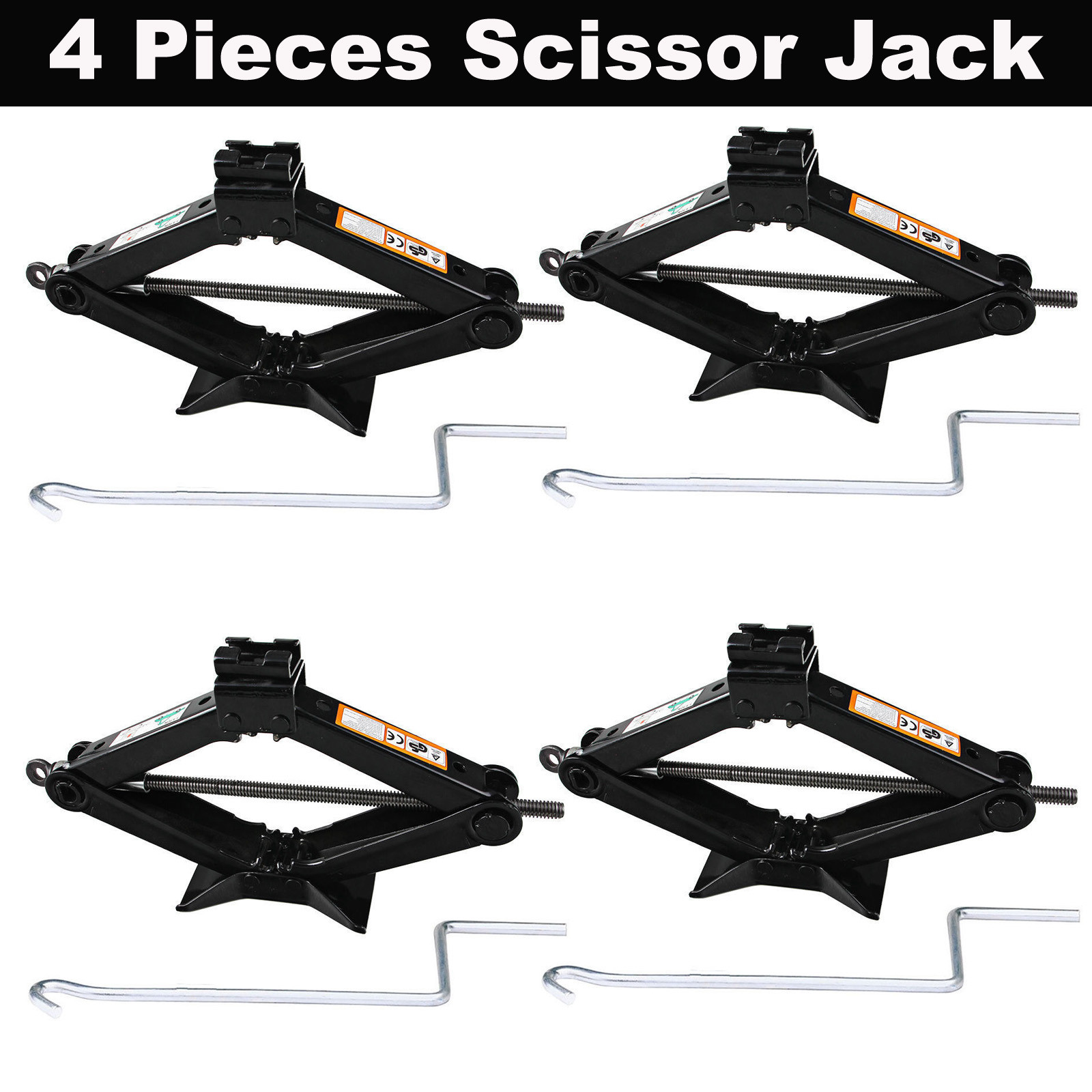 Set of 4 4400 lb Car Truck RV Trailer Stabilizer Leveling Scissor Jacks w/handle